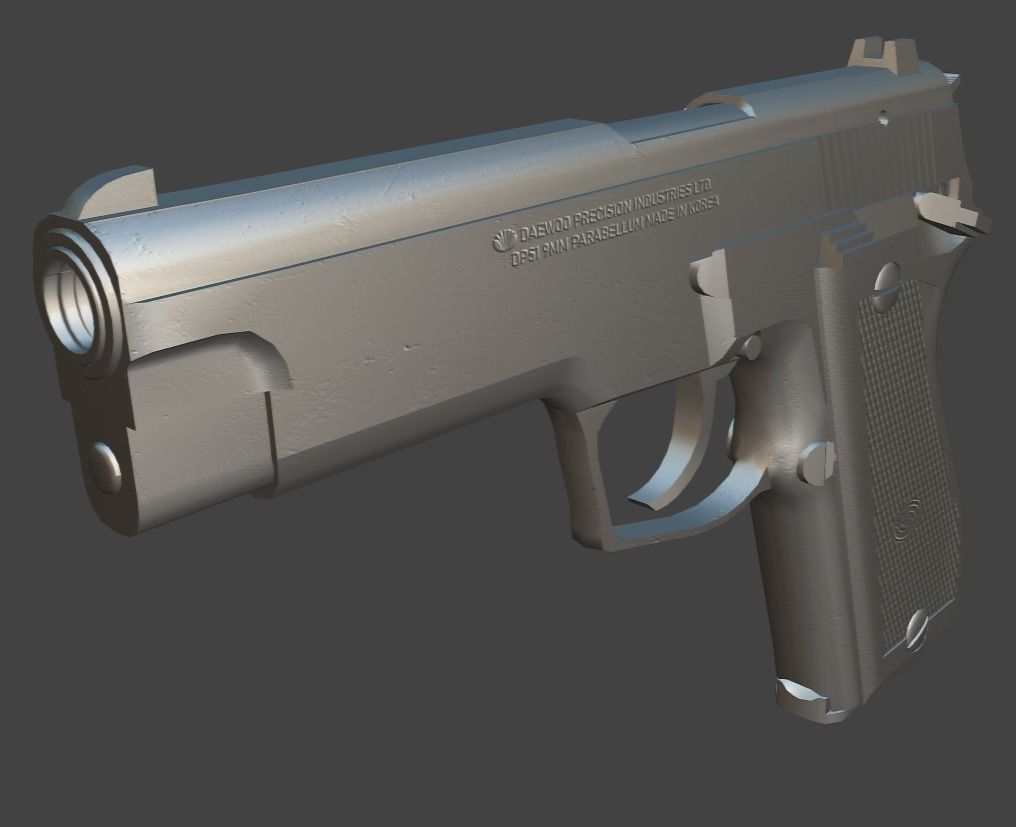 ROK Army Daewoo K5 Pistol Low-poly 3D model_9