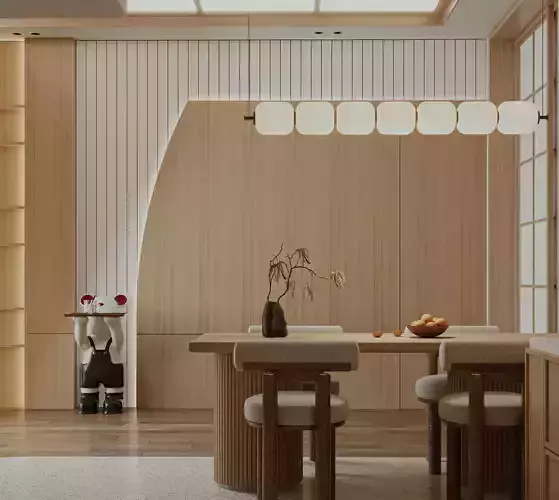 Japan house Interior Design 3d Model - 02