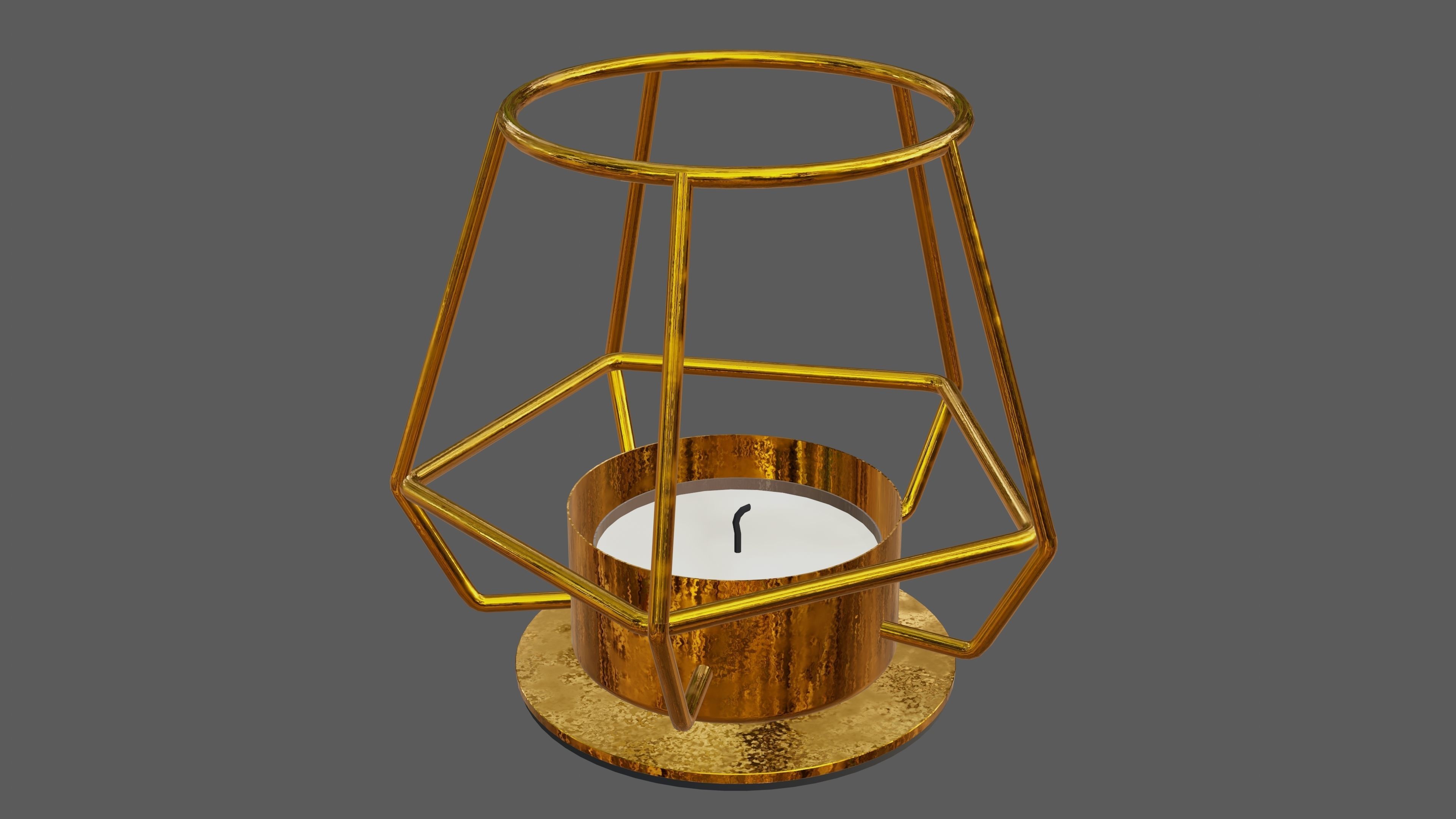 Brass Candle 3D Model 3D model_5