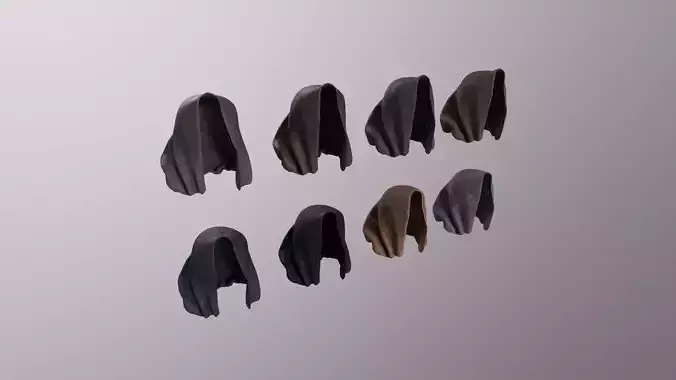 8 simple hoods pack  Low-poly 3D model