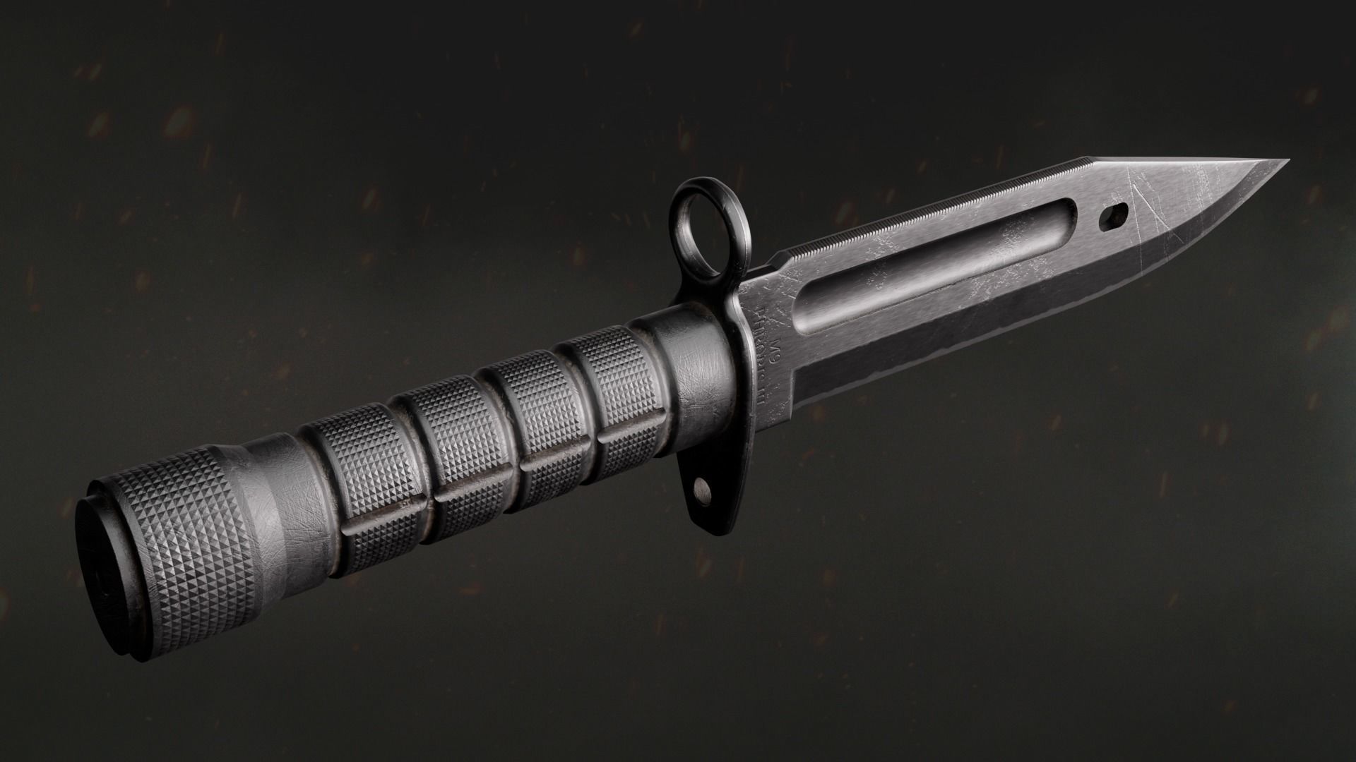 Army Black Knife Low-poly 3D model_1