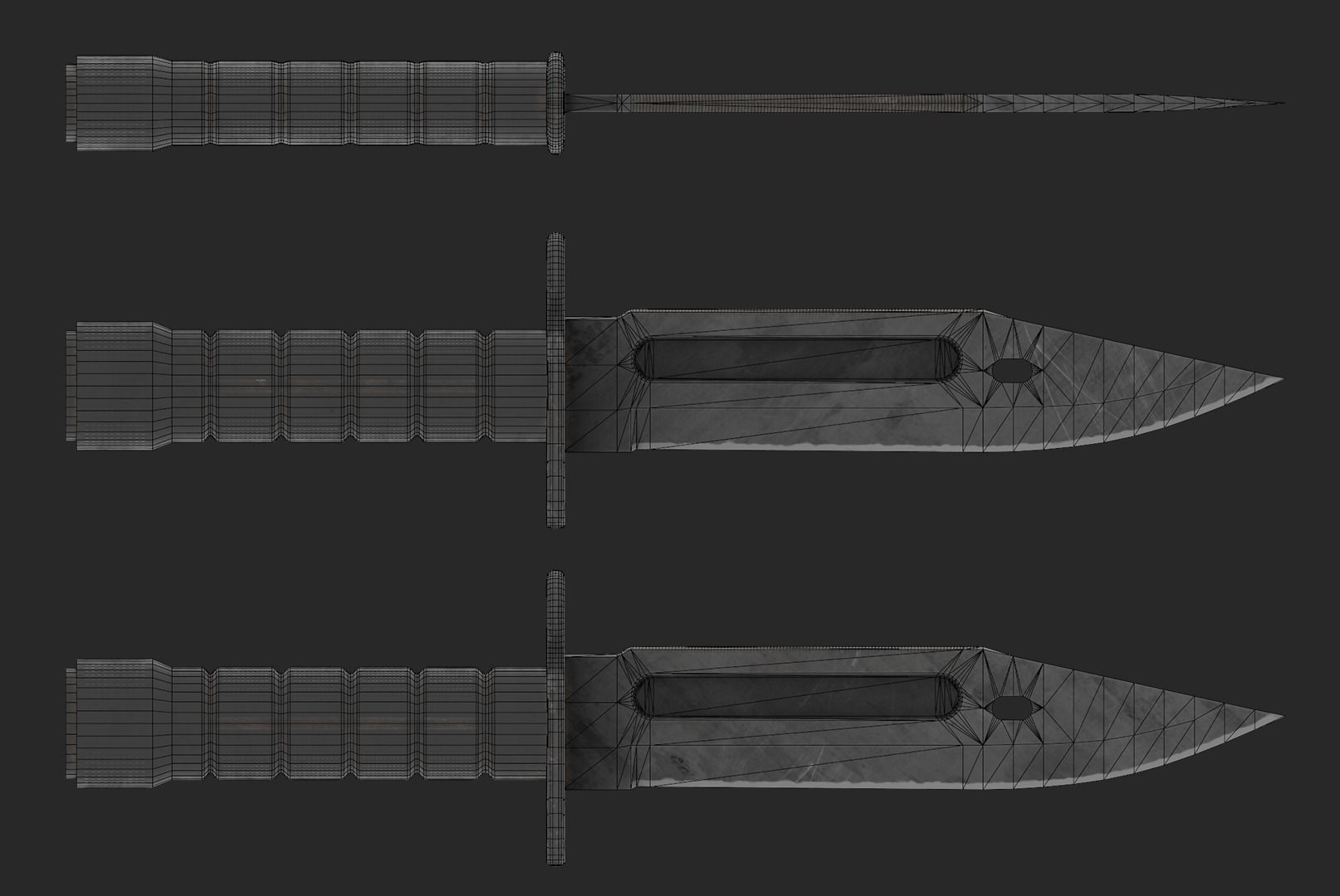 Army Black Knife Low-poly 3D model_5