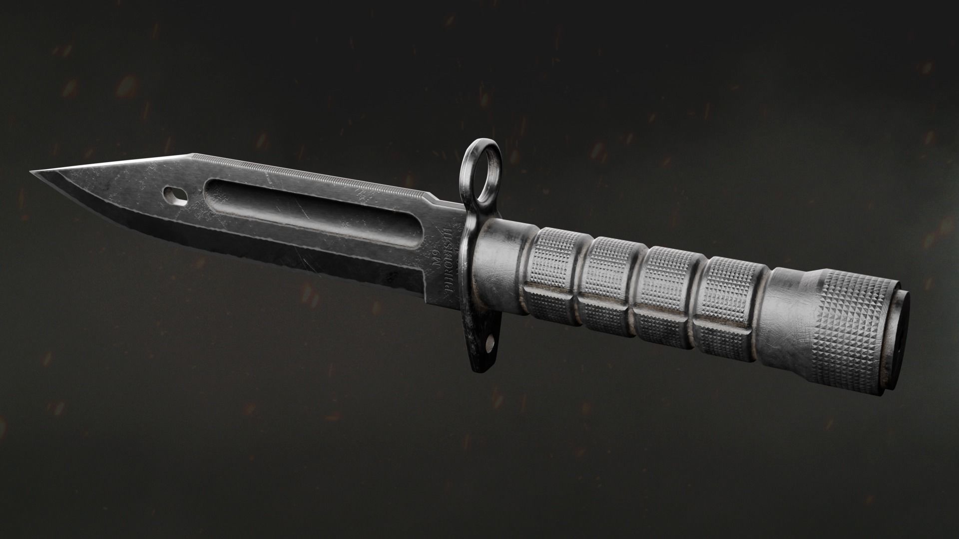 Army Black Knife Low-poly 3D model_2