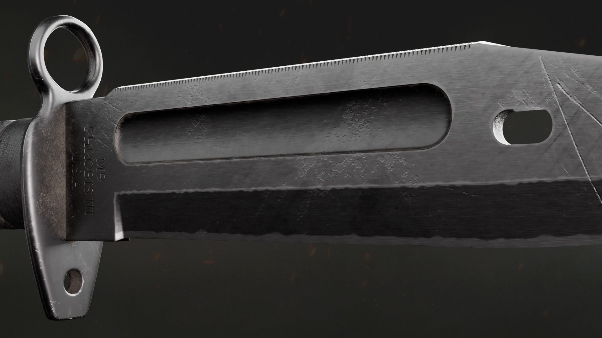 Army Black Knife Low-poly 3D model_3