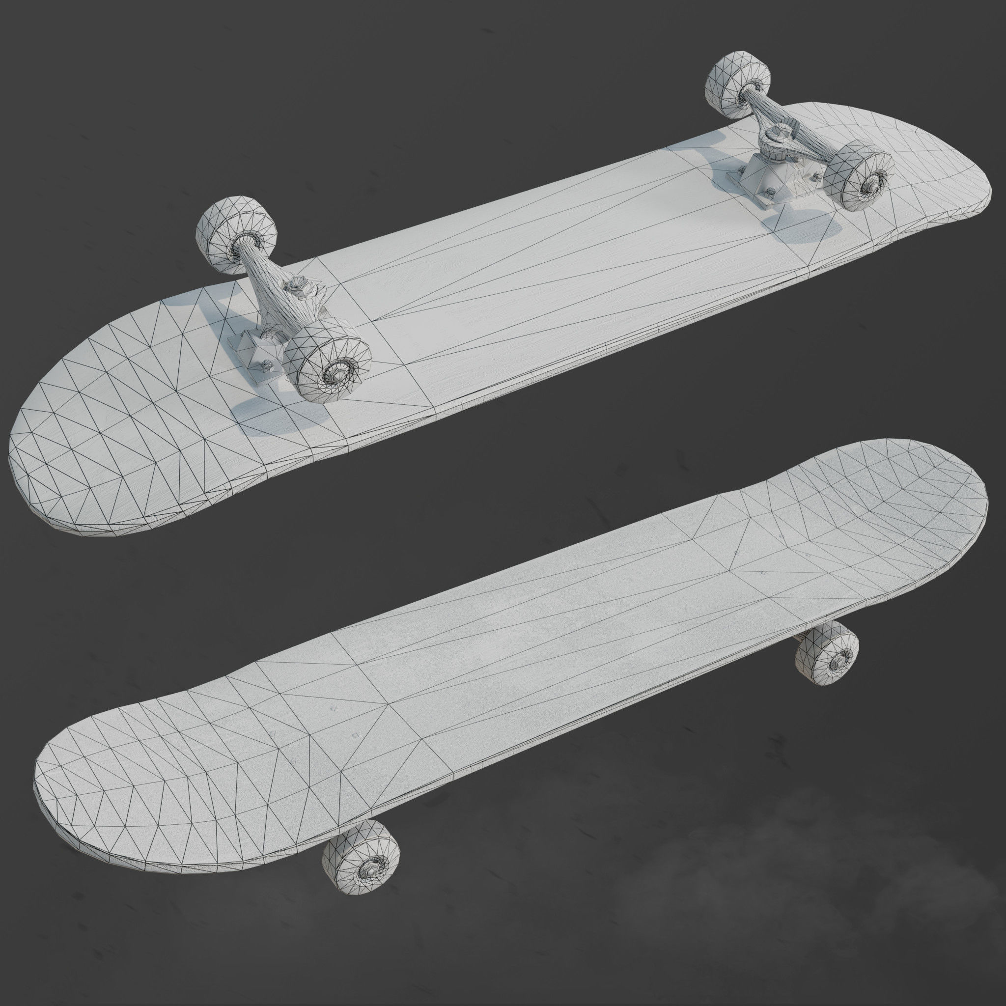 Old Skateboard Low-poly 3D model_6
