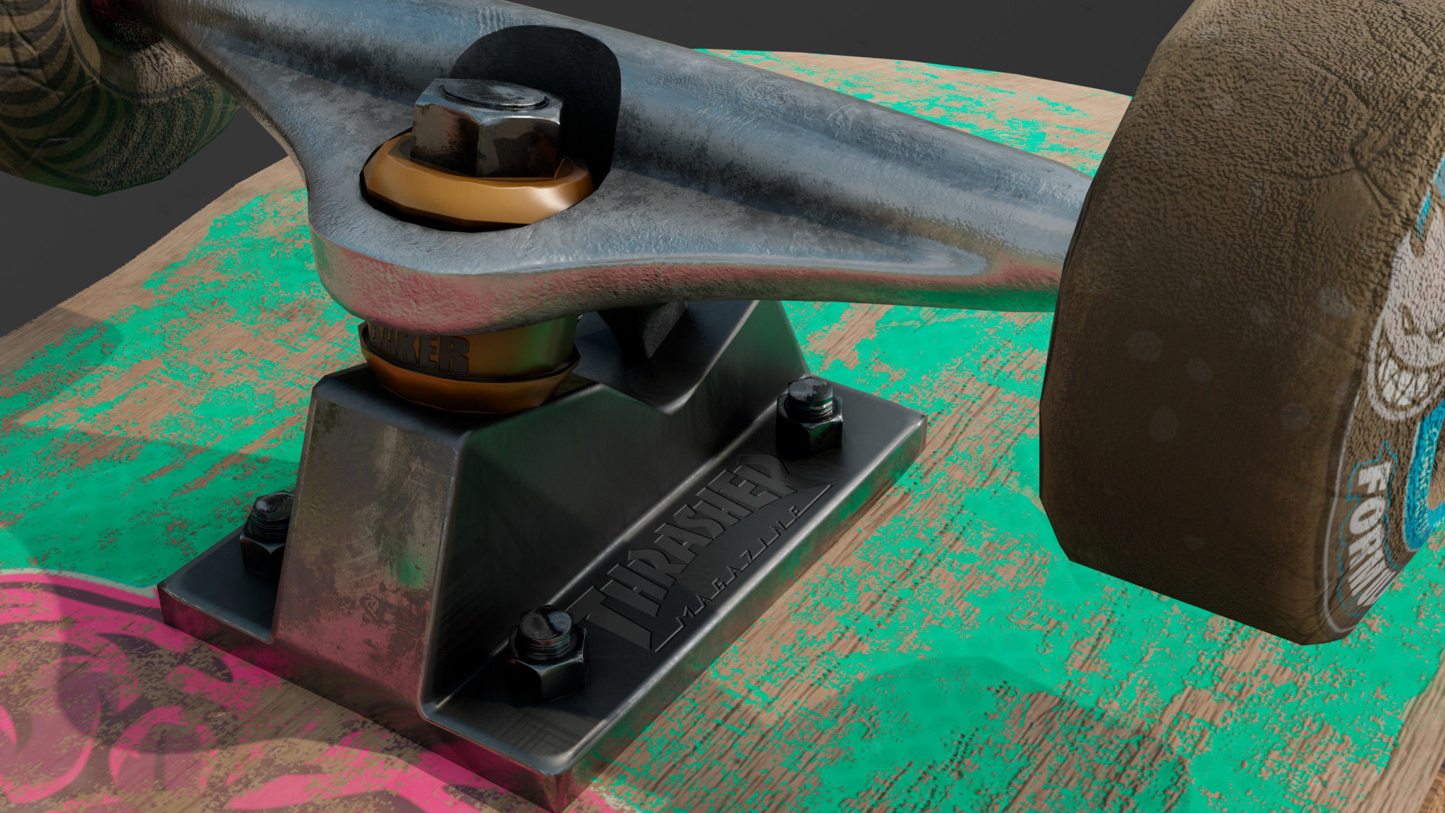 Old Skateboard Low-poly 3D model_4