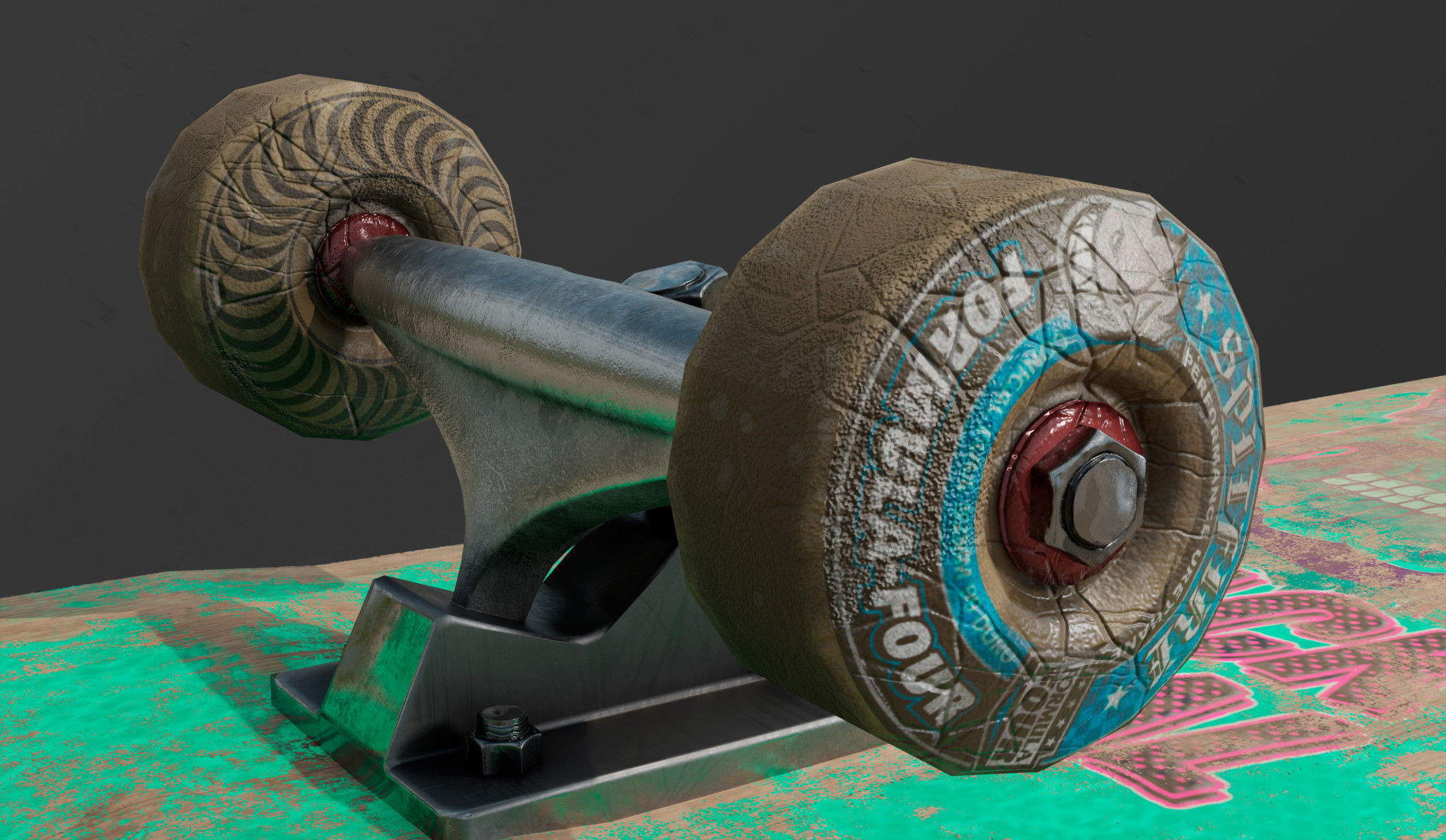 Old Skateboard Low-poly 3D model_5