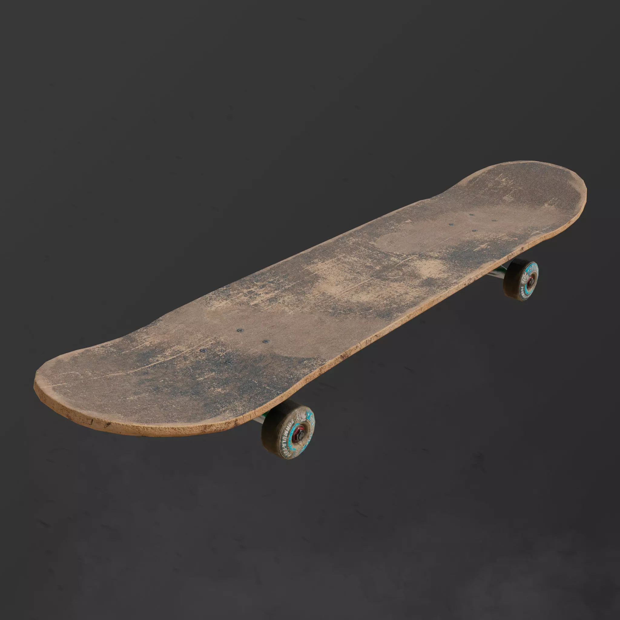 Old Skateboard Low-poly 3D model_0