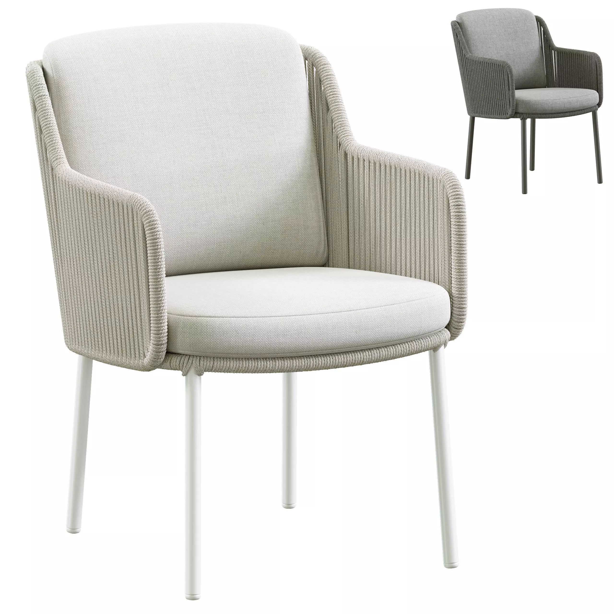 Outdoor Garden Wicker Woven Dining Chair Bernini 3D model