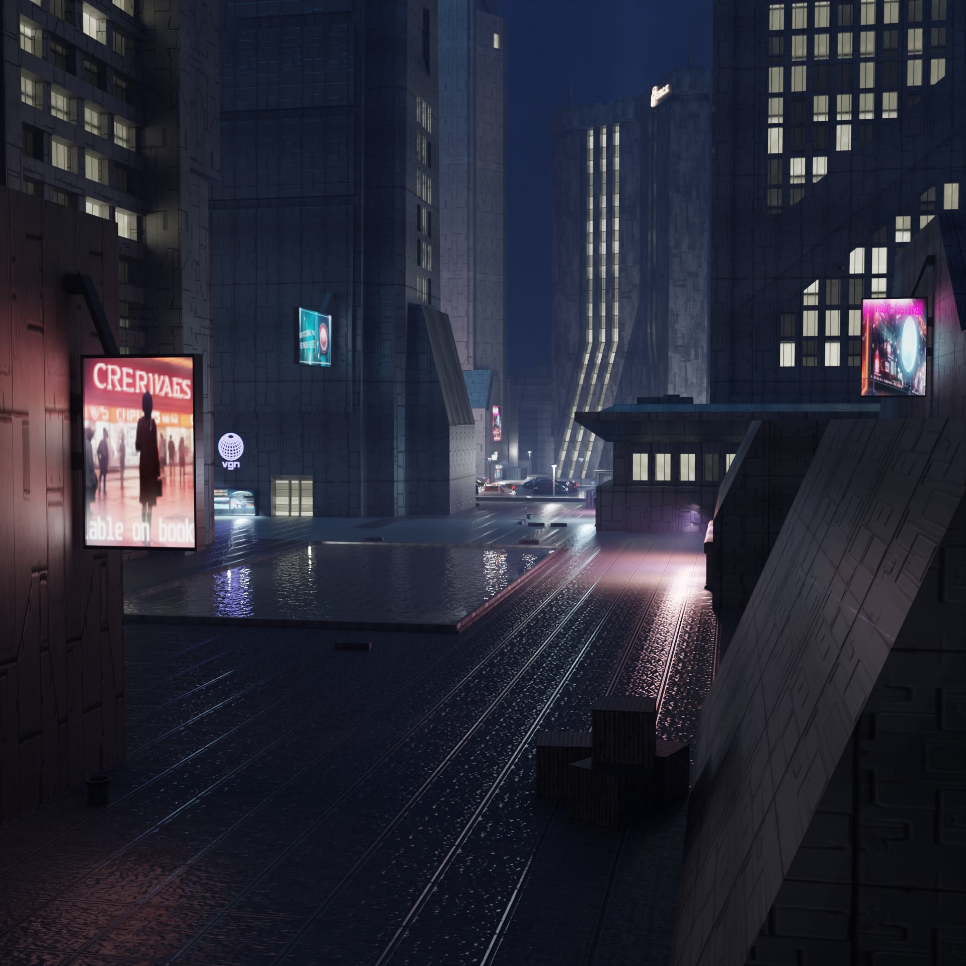 Cyberpunk City Scene - Blender - 50 Buildings with materials 3D model_11