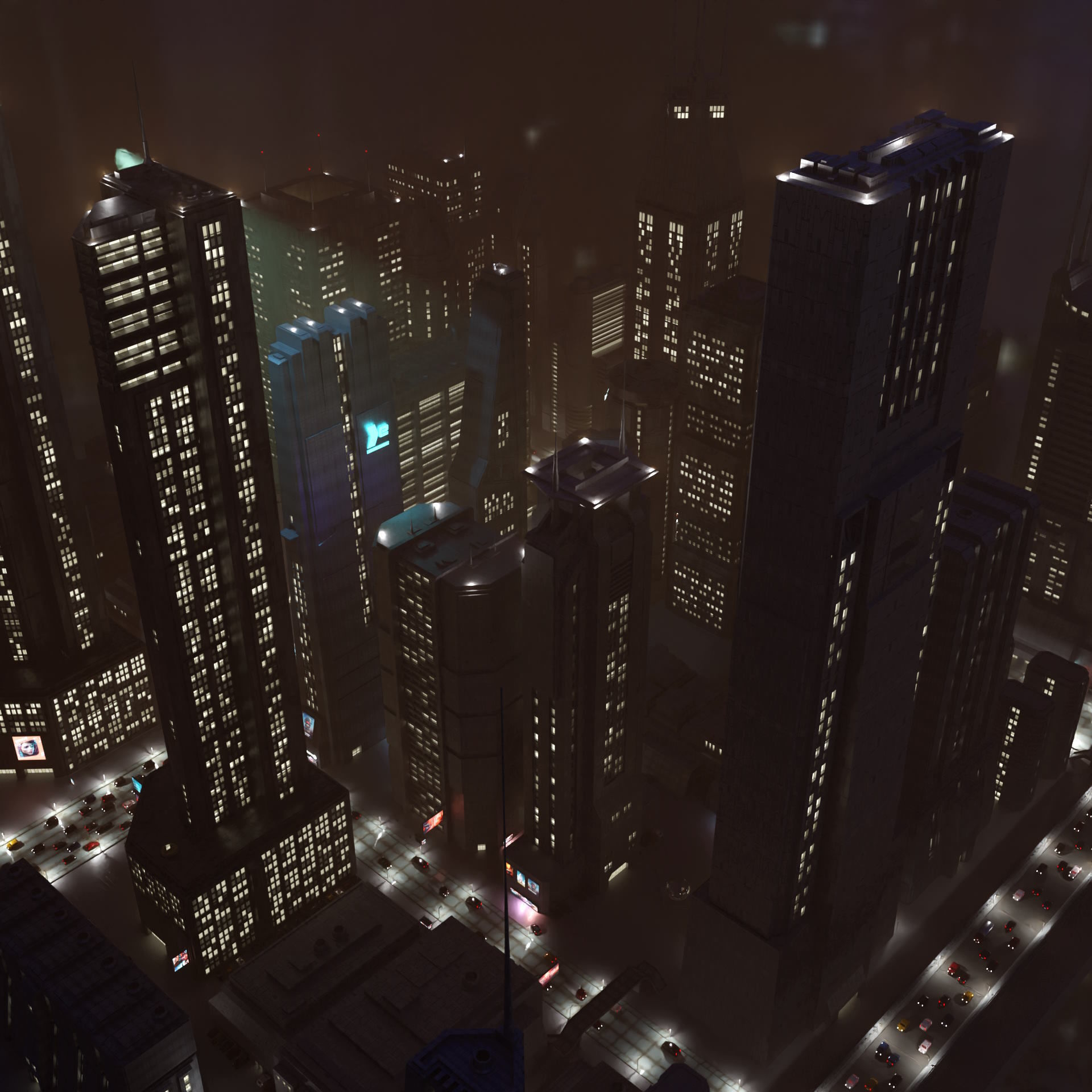 Cyberpunk City Scene - Blender - 50 Buildings with materials 3D model_12