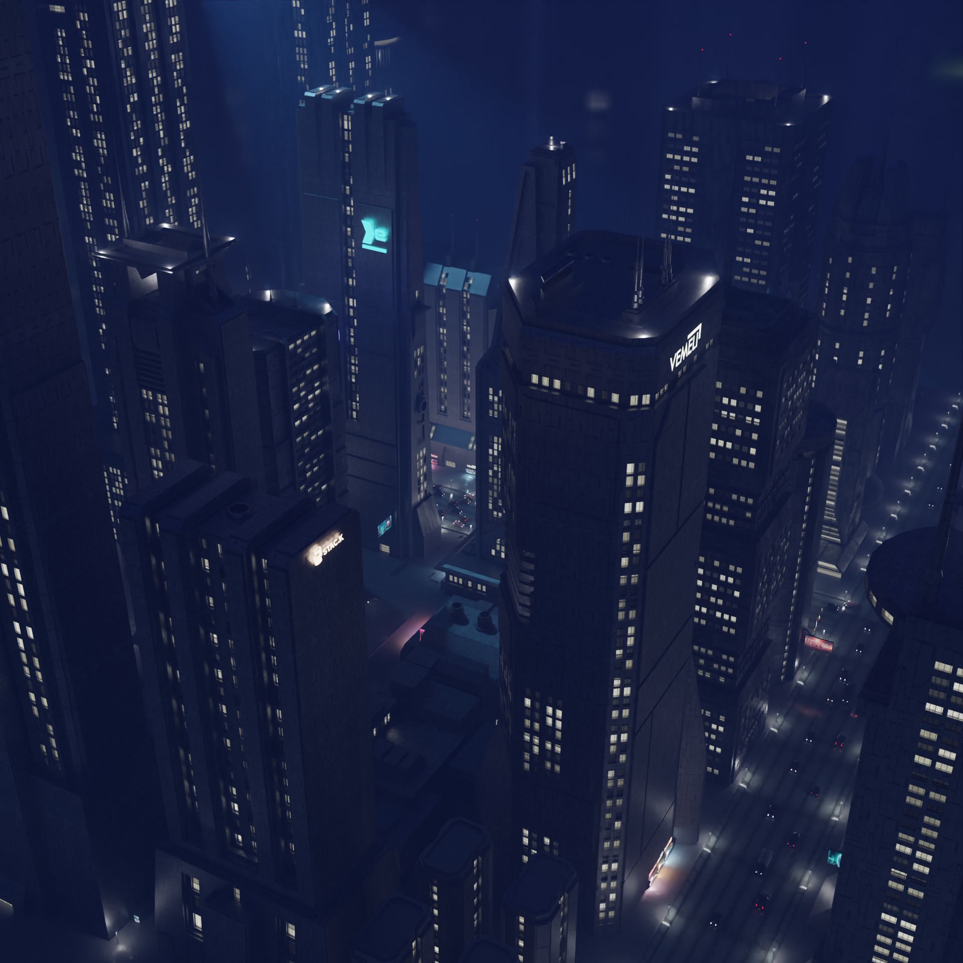 Cyberpunk City Scene - Blender - 50 Buildings with materials 3D model_5