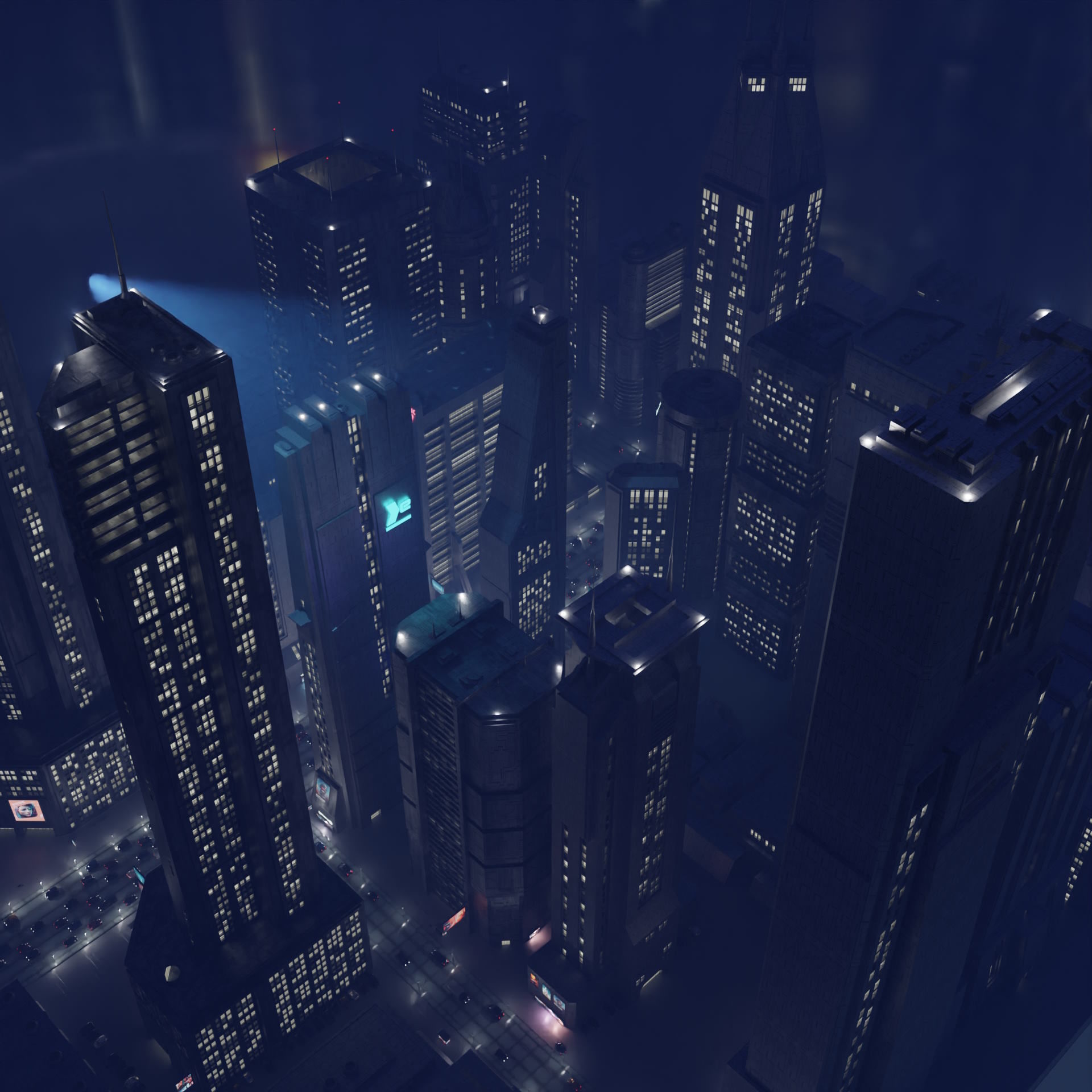 Cyberpunk City Scene - Blender - 50 Buildings with materials 3D model_2