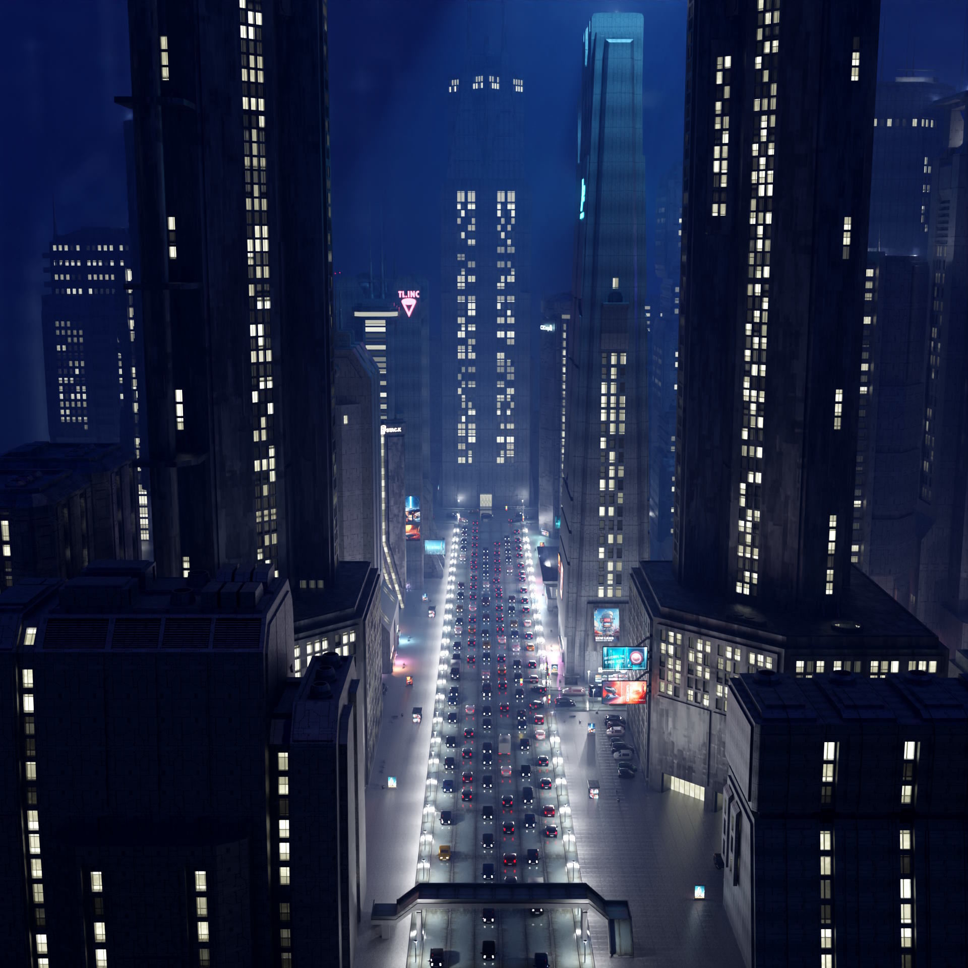 Cyberpunk City Scene - Blender - 50 Buildings with materials 3D model_1