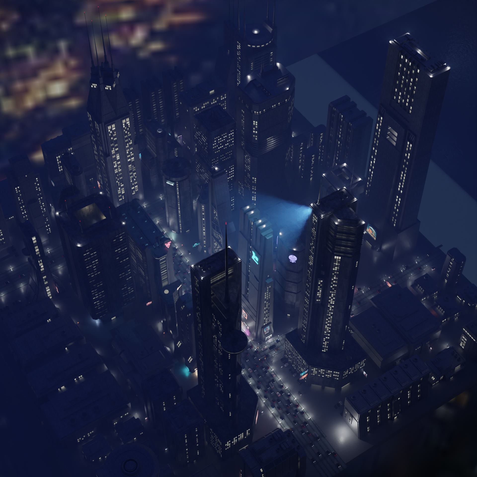 Cyberpunk City Scene - Blender - 50 Buildings with materials 3D model_8