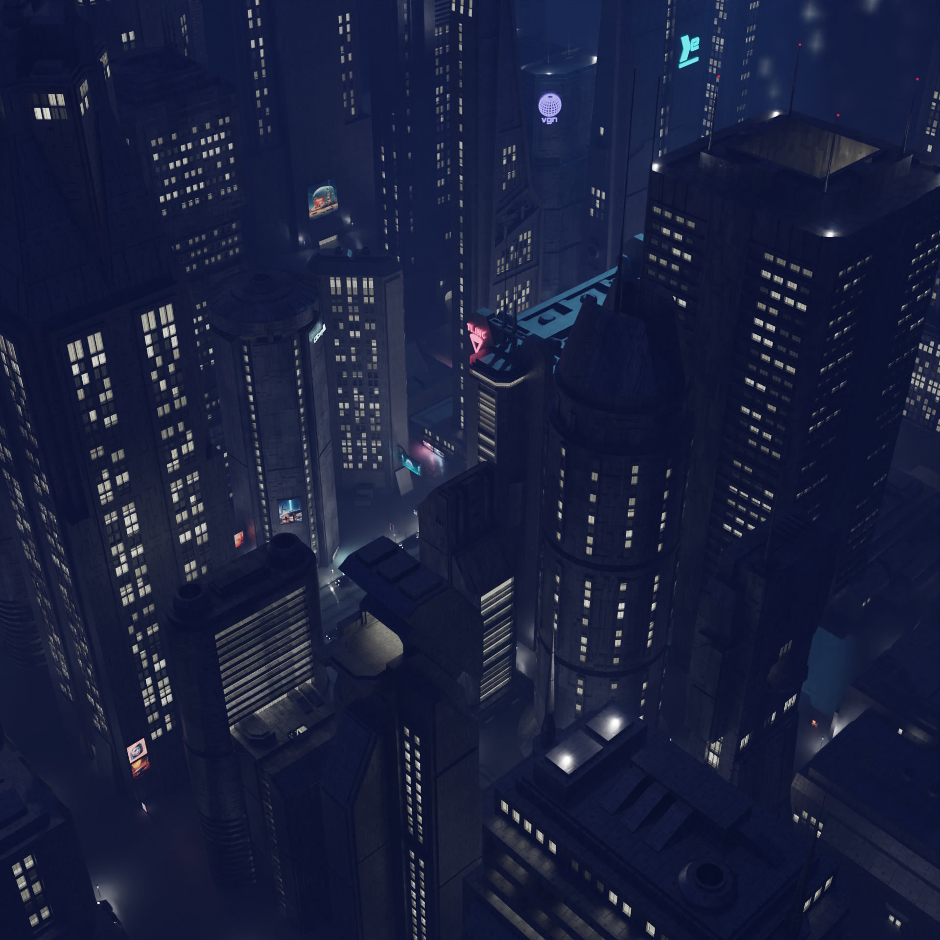 Cyberpunk City Scene - Blender - 50 Buildings with materials 3D model_4