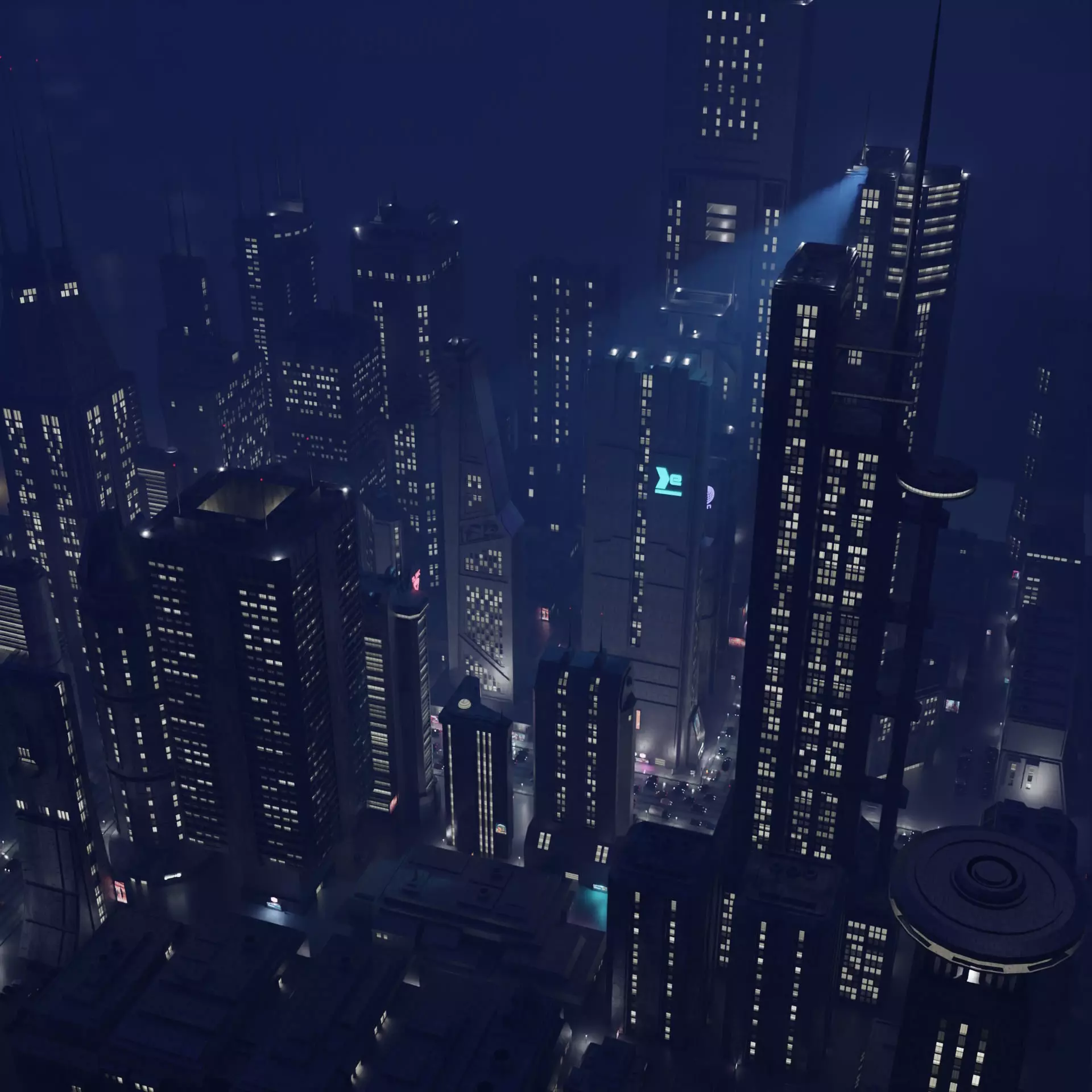 Cyberpunk City Scene - Blender - 50 Buildings with materials 3D model_0