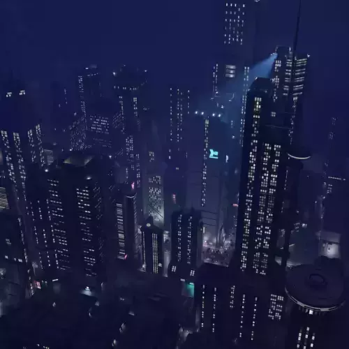 Cyberpunk City Scene - Blender - 50 Buildings with materials 3D model