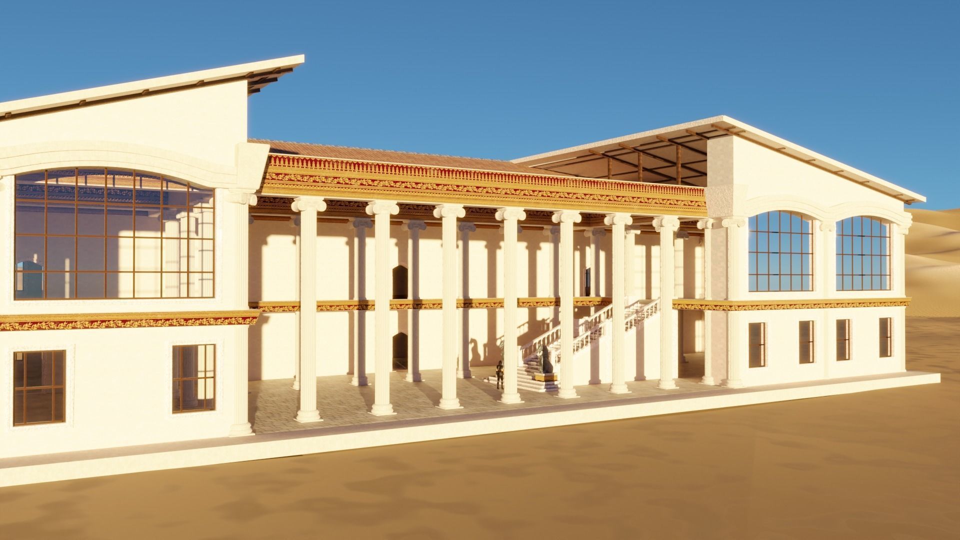 Ancient Roman Government Building Low-poly 3D model_5