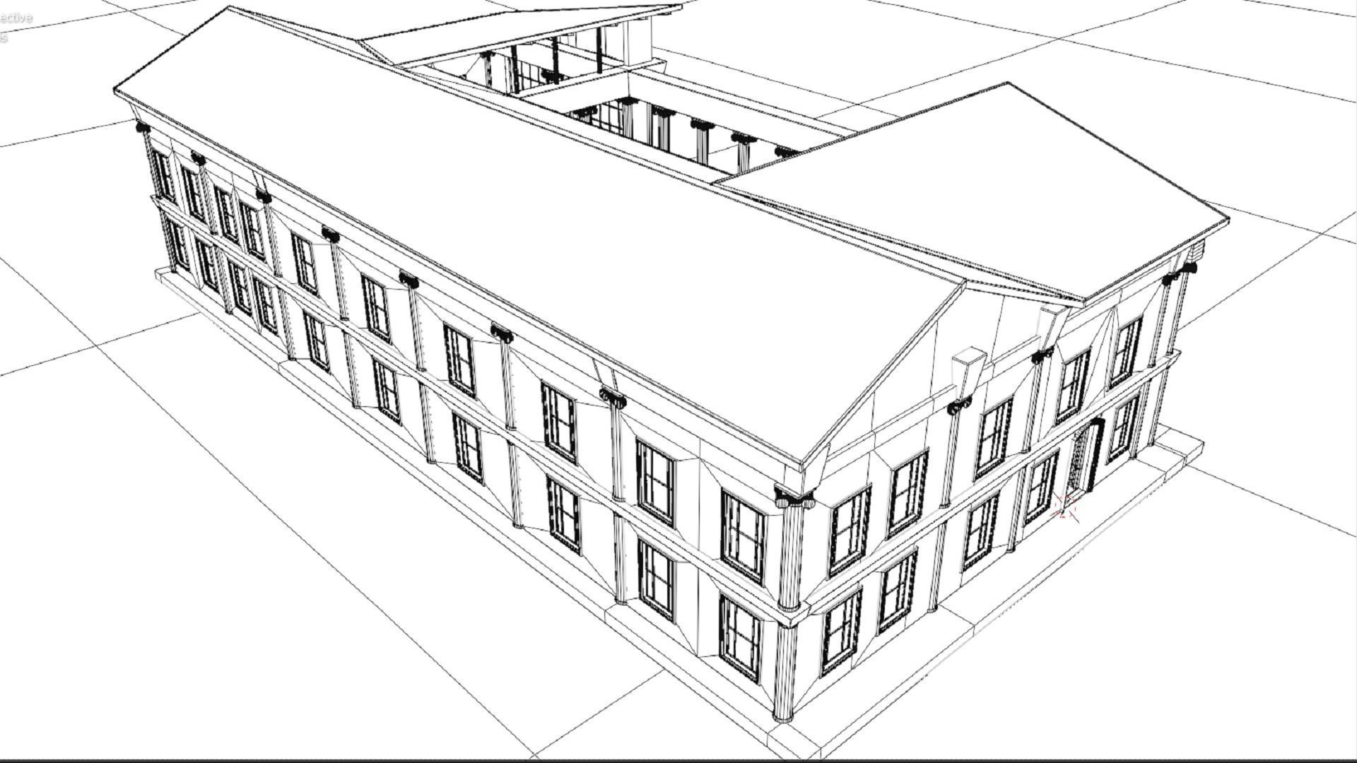 Ancient Roman Government Building Low-poly 3D model_12