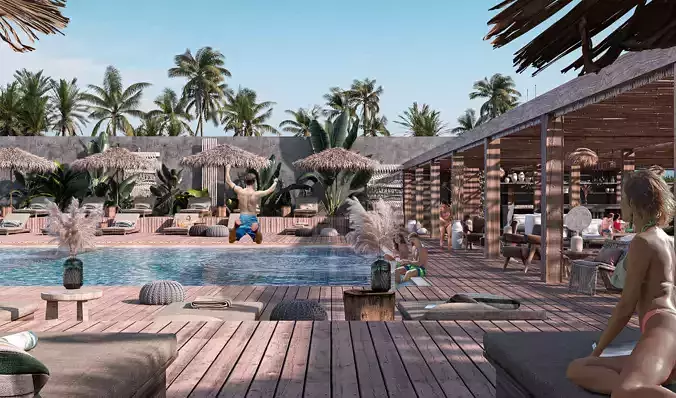Club House - Open Air Low-poly 3D model