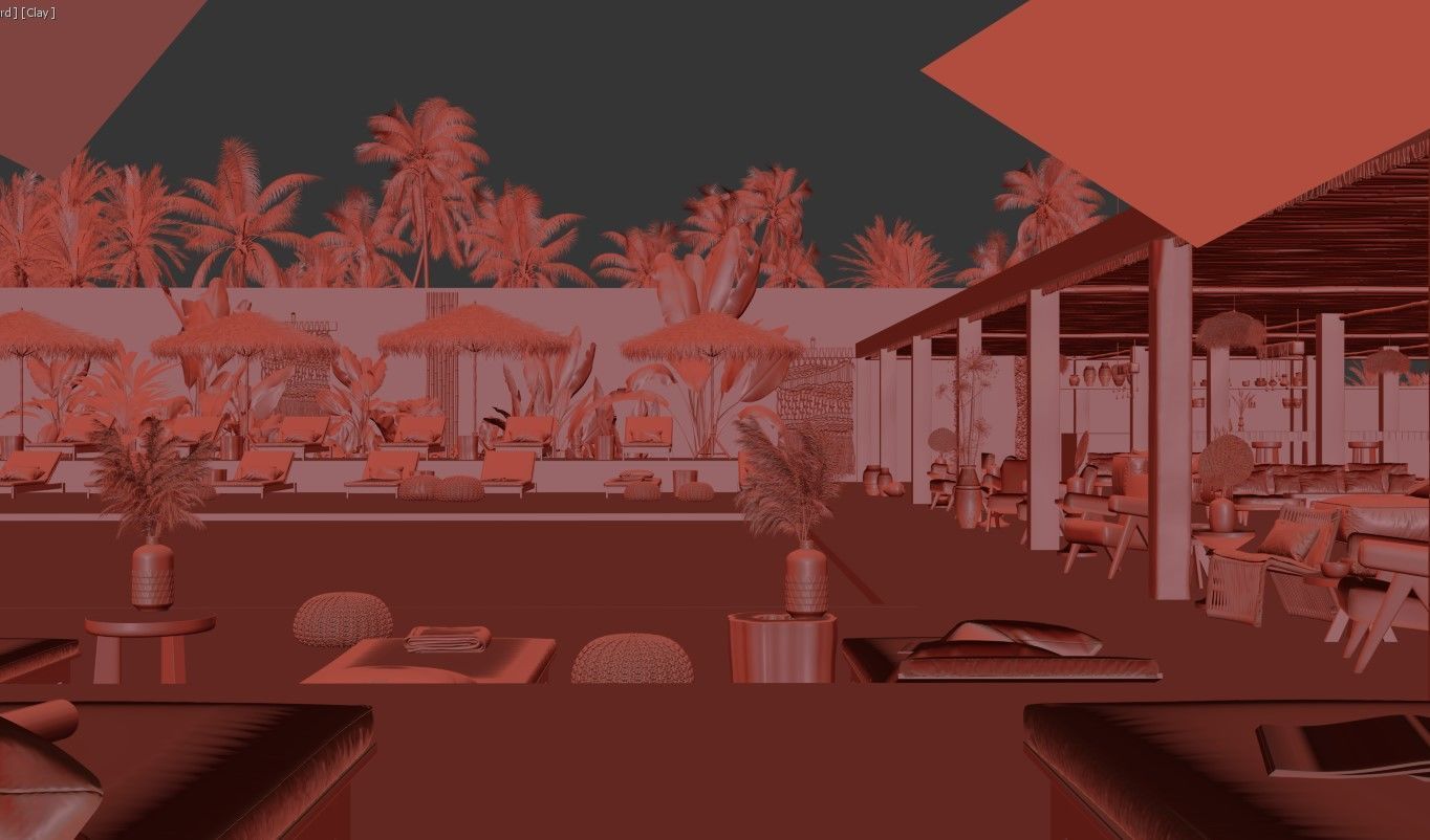 Club House - Open Air Low-poly 3D model_1