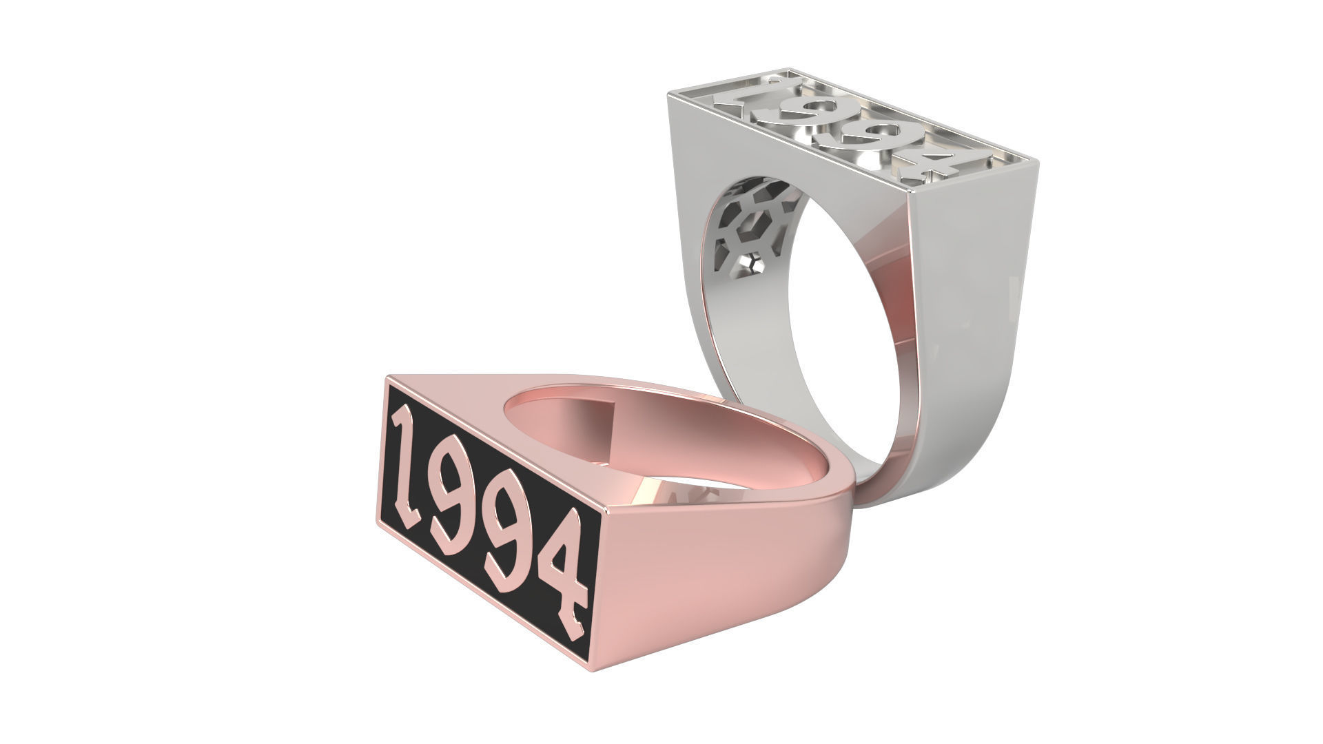 1994 Ring Set with and without gallery Size 5 - 9 US 3D print model_7