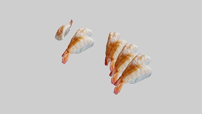 Sushi Delight 3D Scanned Shrimp Nigiri Low-poly 3D model 3