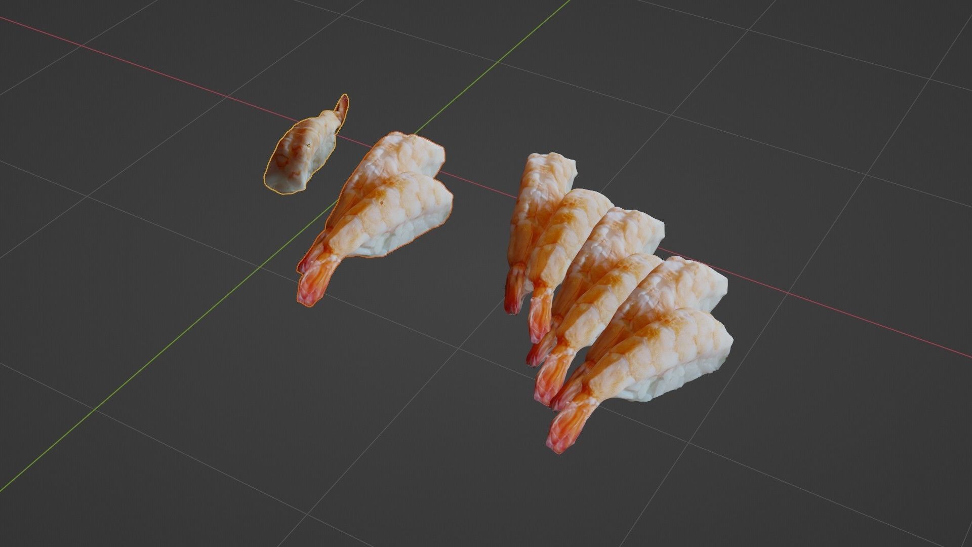 Sushi Delight 3D Scanned Shrimp Nigiri Low-poly 3D model_38