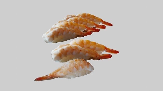 Sushi Delight 3D Scanned Shrimp Nigiri Low-poly 3D model 6