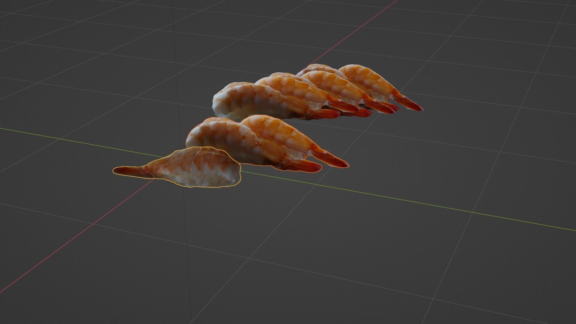 Sushi Delight 3D Scanned Shrimp Nigiri Low-poly 3D model_35