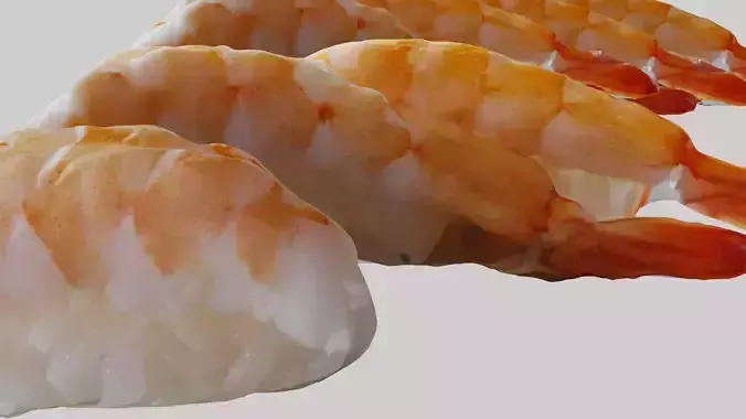 Sushi Delight 3D Scanned Shrimp Nigiri Low-poly 3D model