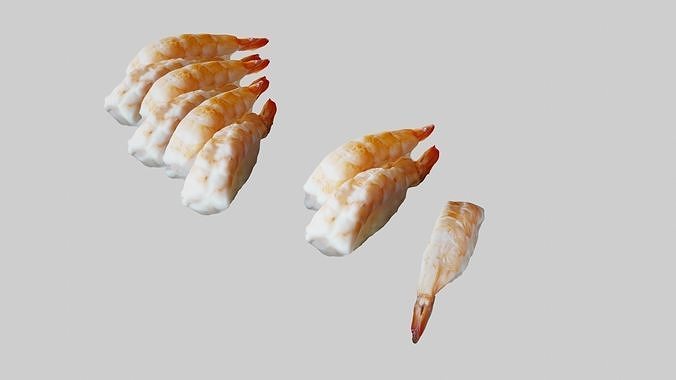 Sushi Delight 3D Scanned Shrimp Nigiri Low-poly 3D model 5