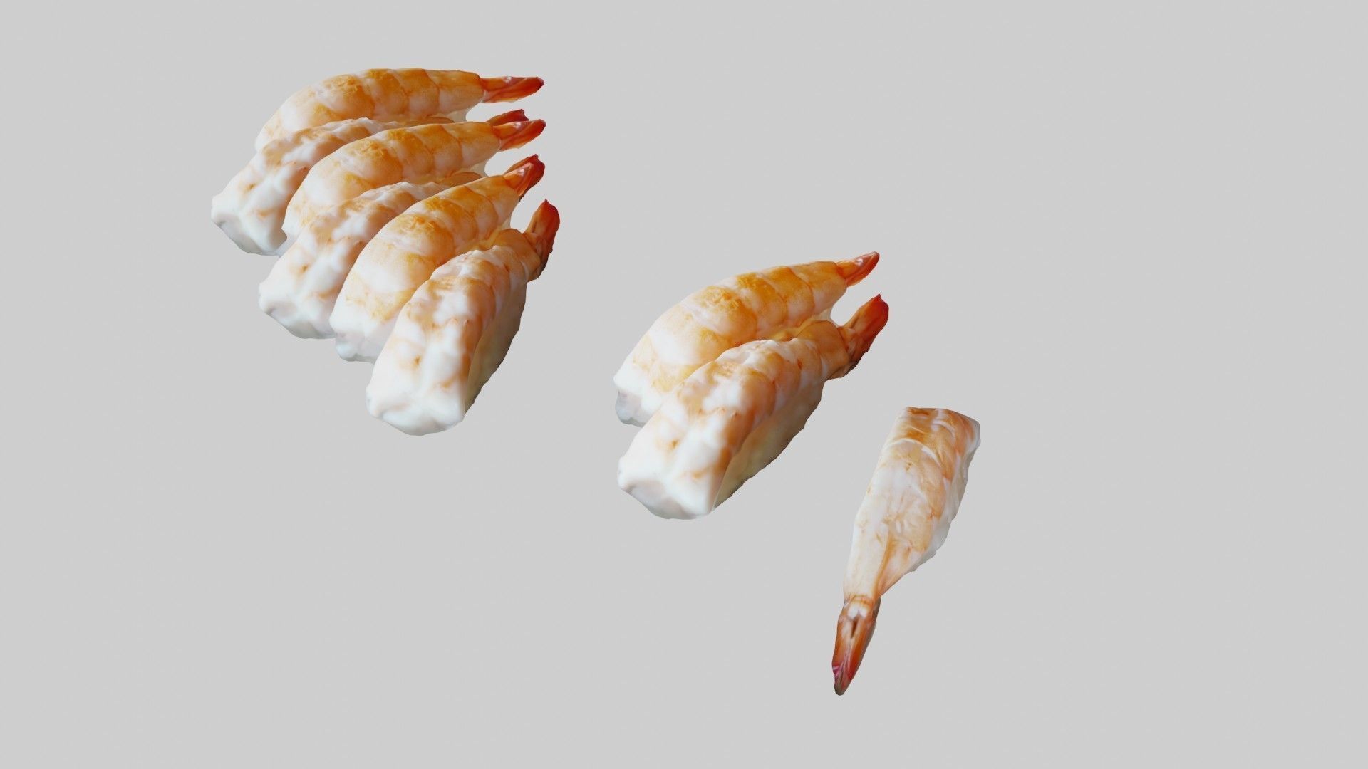 Sushi Delight 3D Scanned Shrimp Nigiri Low-poly 3D model_4