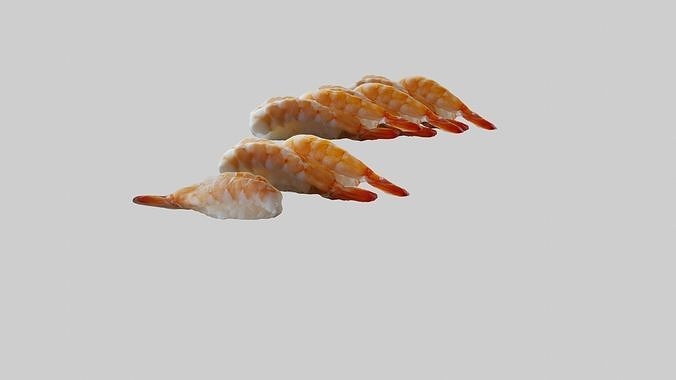 Sushi Delight 3D Scanned Shrimp Nigiri Low-poly 3D model 7