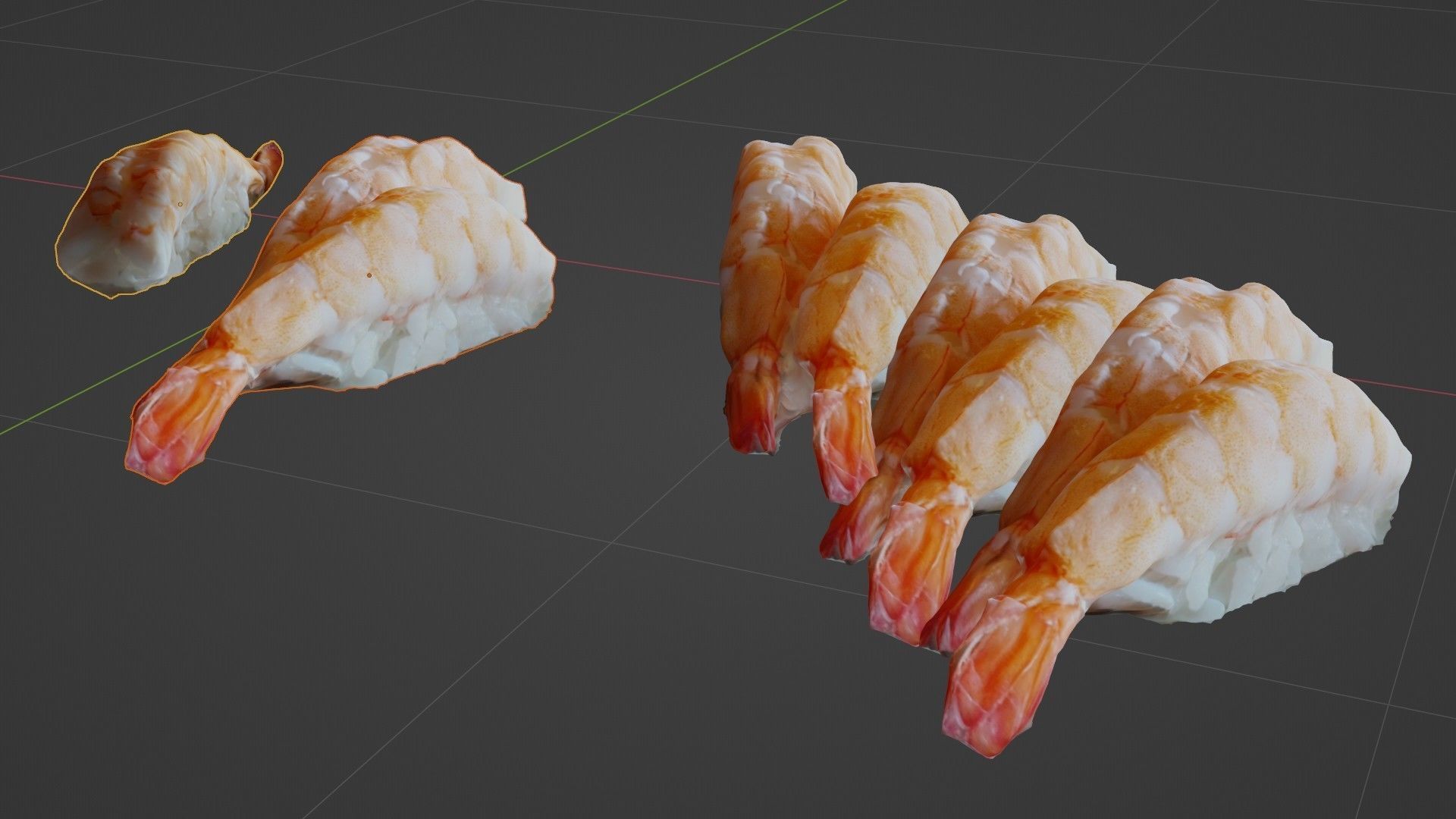 Sushi Delight 3D Scanned Shrimp Nigiri Low-poly 3D model_49