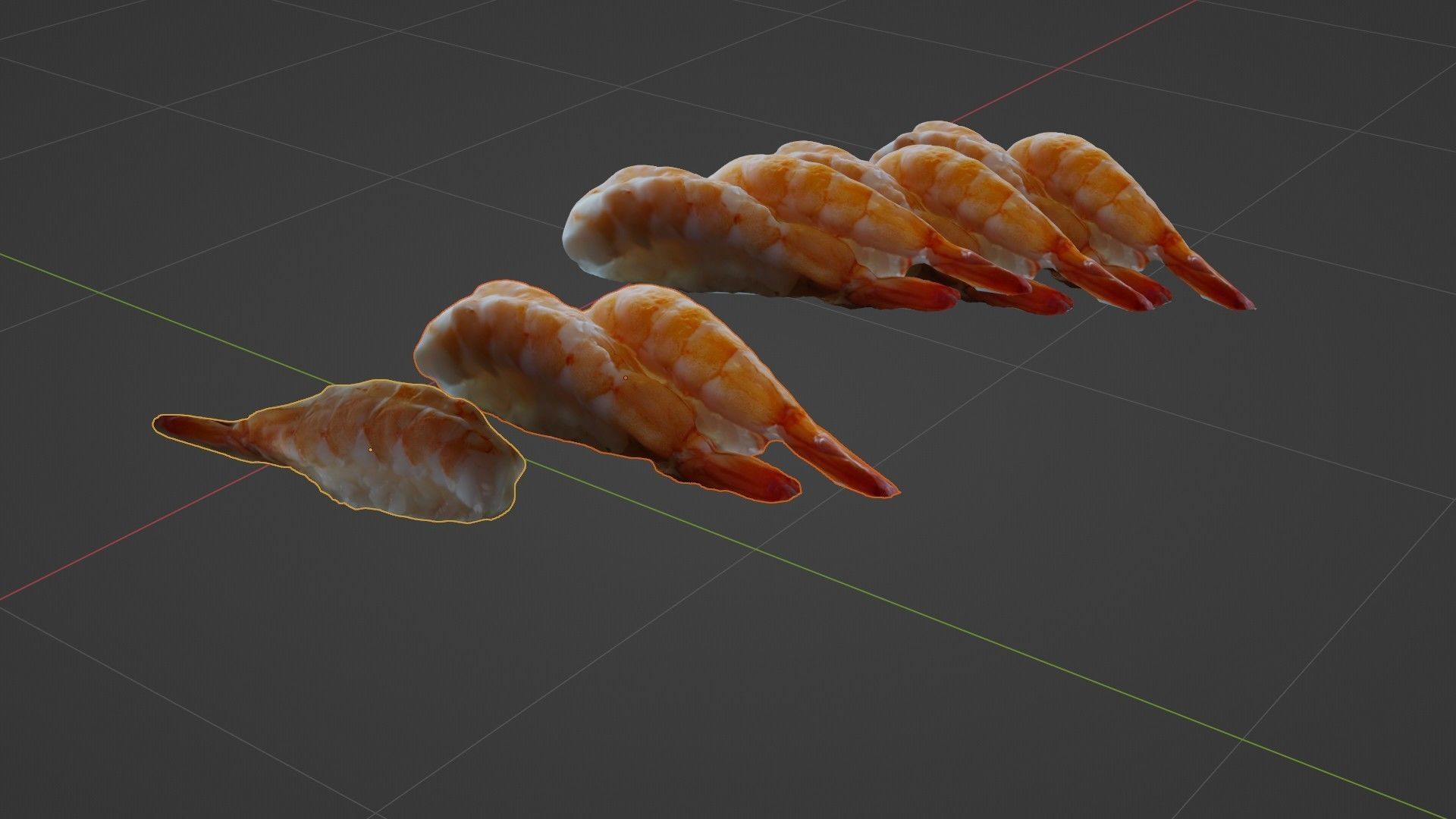 Sushi Delight 3D Scanned Shrimp Nigiri Low-poly 3D model_52