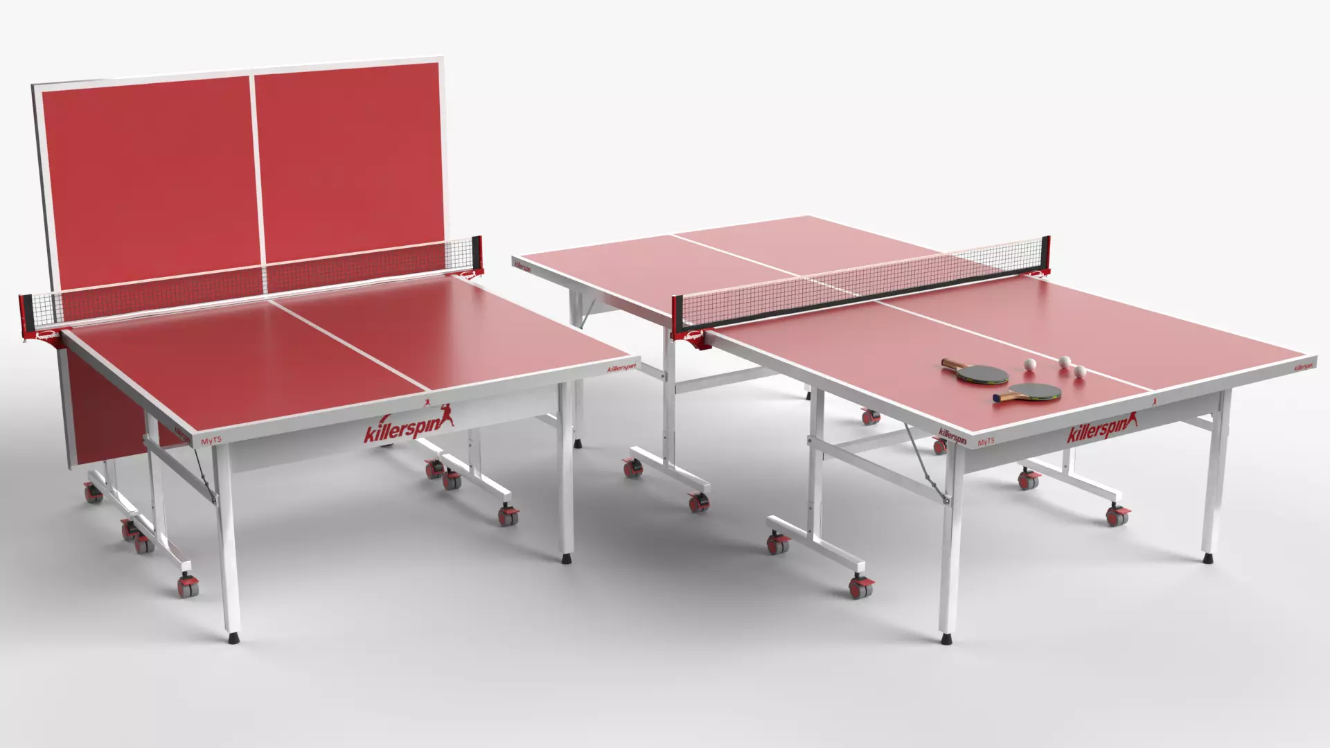 Red Tennis Table Ping Pong  rackets  and ball Low-poly 3D model_0