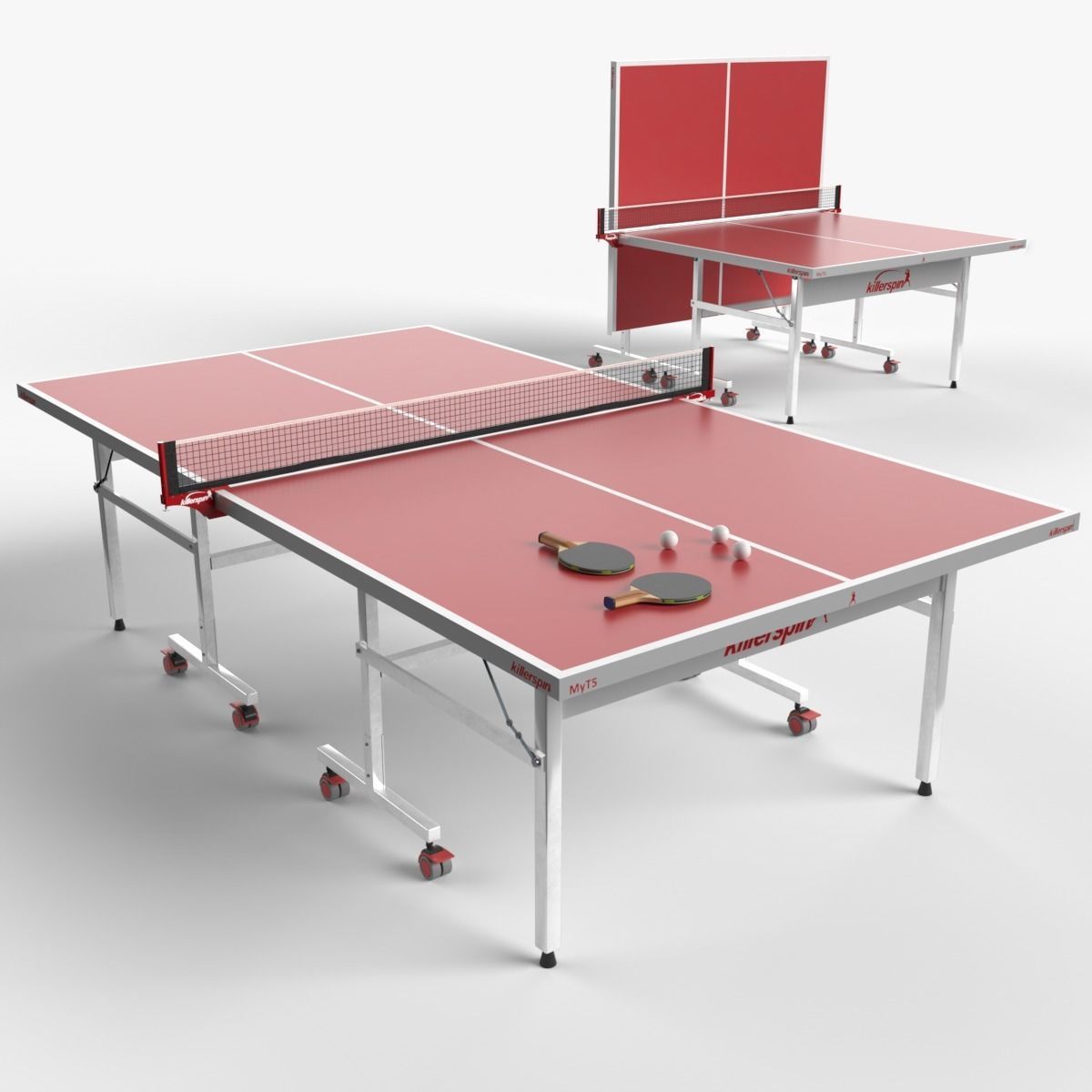 Red Tennis Table Ping Pong  rackets  and ball Low-poly 3D model_8