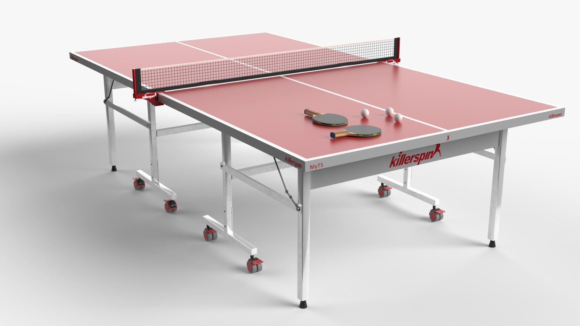 Red Tennis Table Ping Pong  rackets  and ball Low-poly 3D model_1