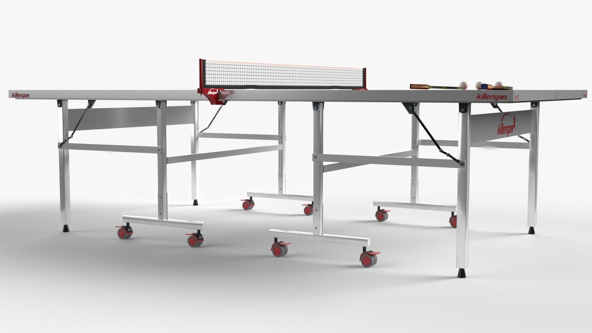 Red Tennis Table Ping Pong  rackets  and ball Low-poly 3D model_3