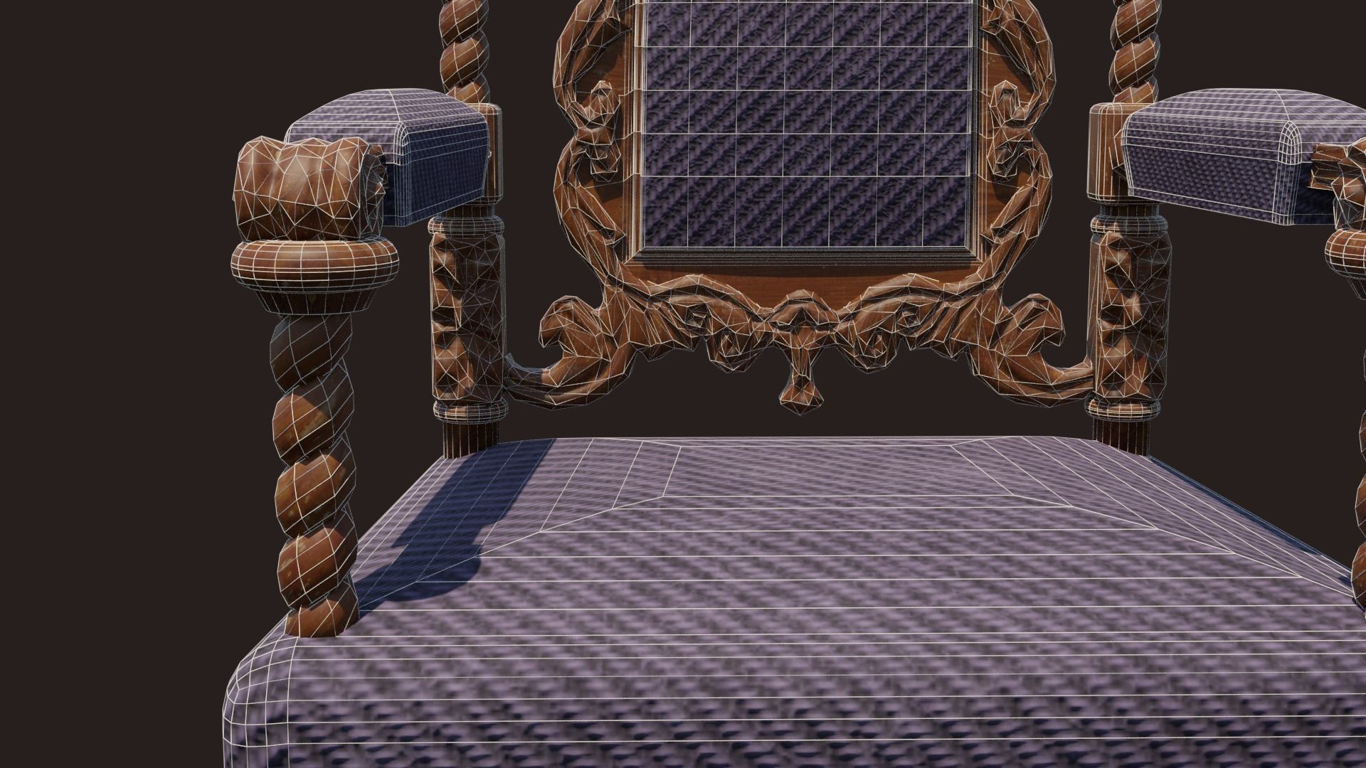 Renaissance Style HighBacked Chair model 5 Low-poly 3D model_6