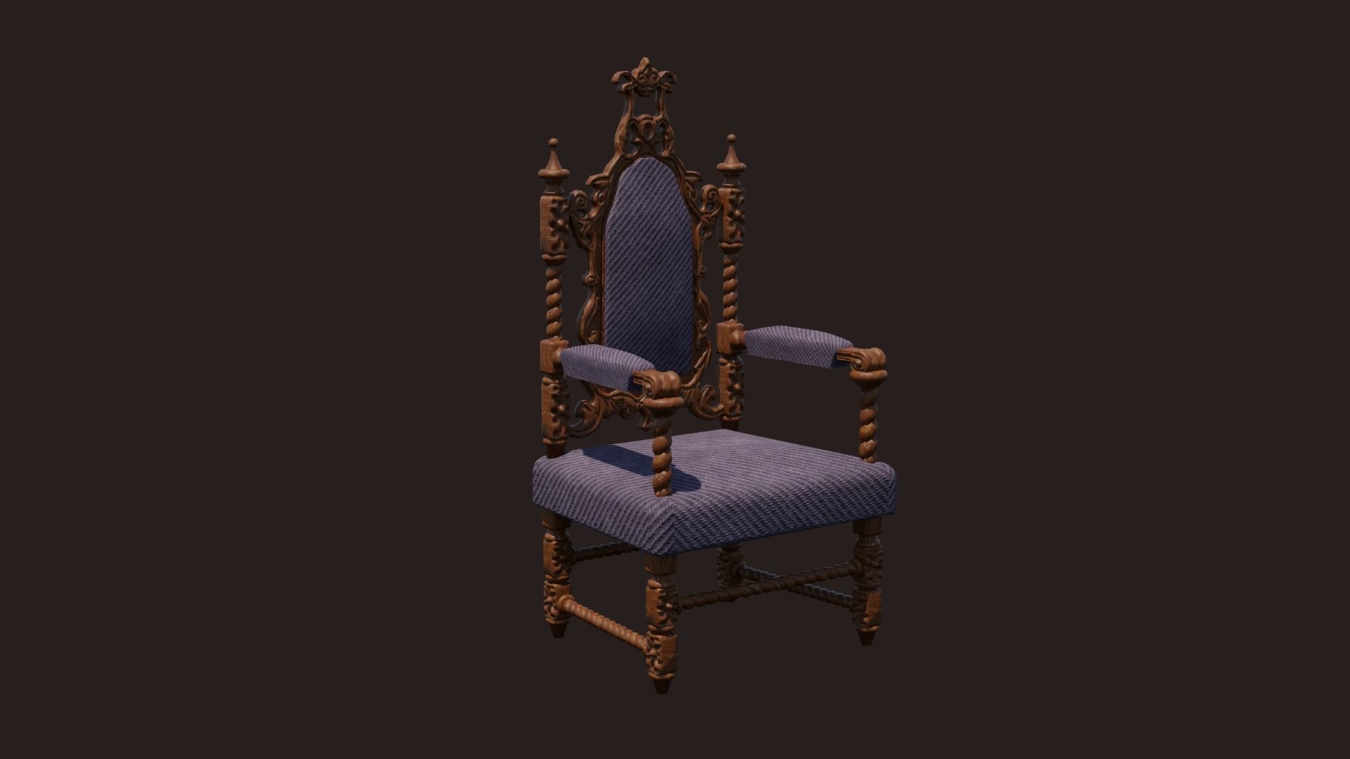 Renaissance Style HighBacked Chair model 5 Low-poly 3D model_1