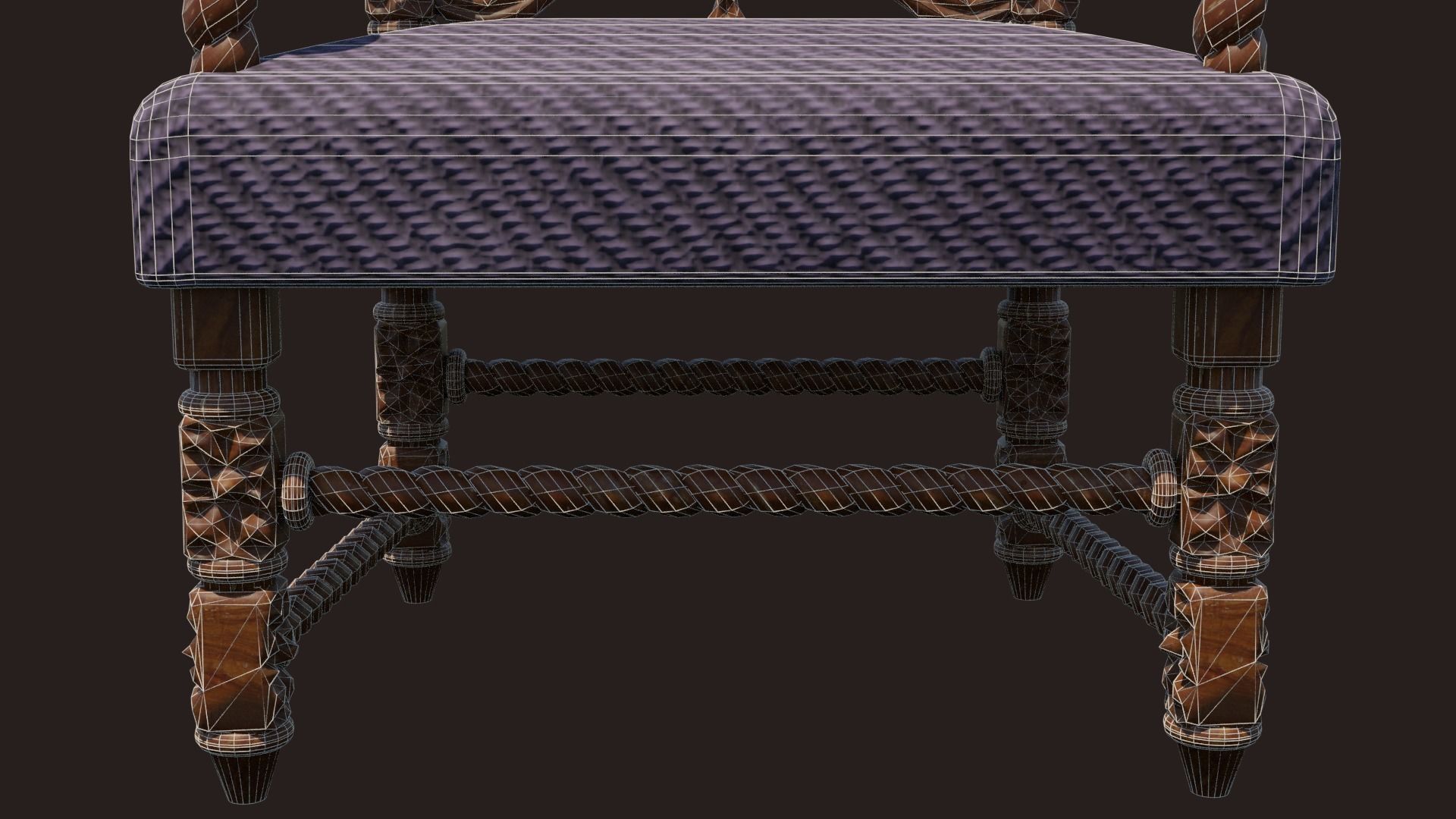 Renaissance Style HighBacked Chair model 5 Low-poly 3D model_8