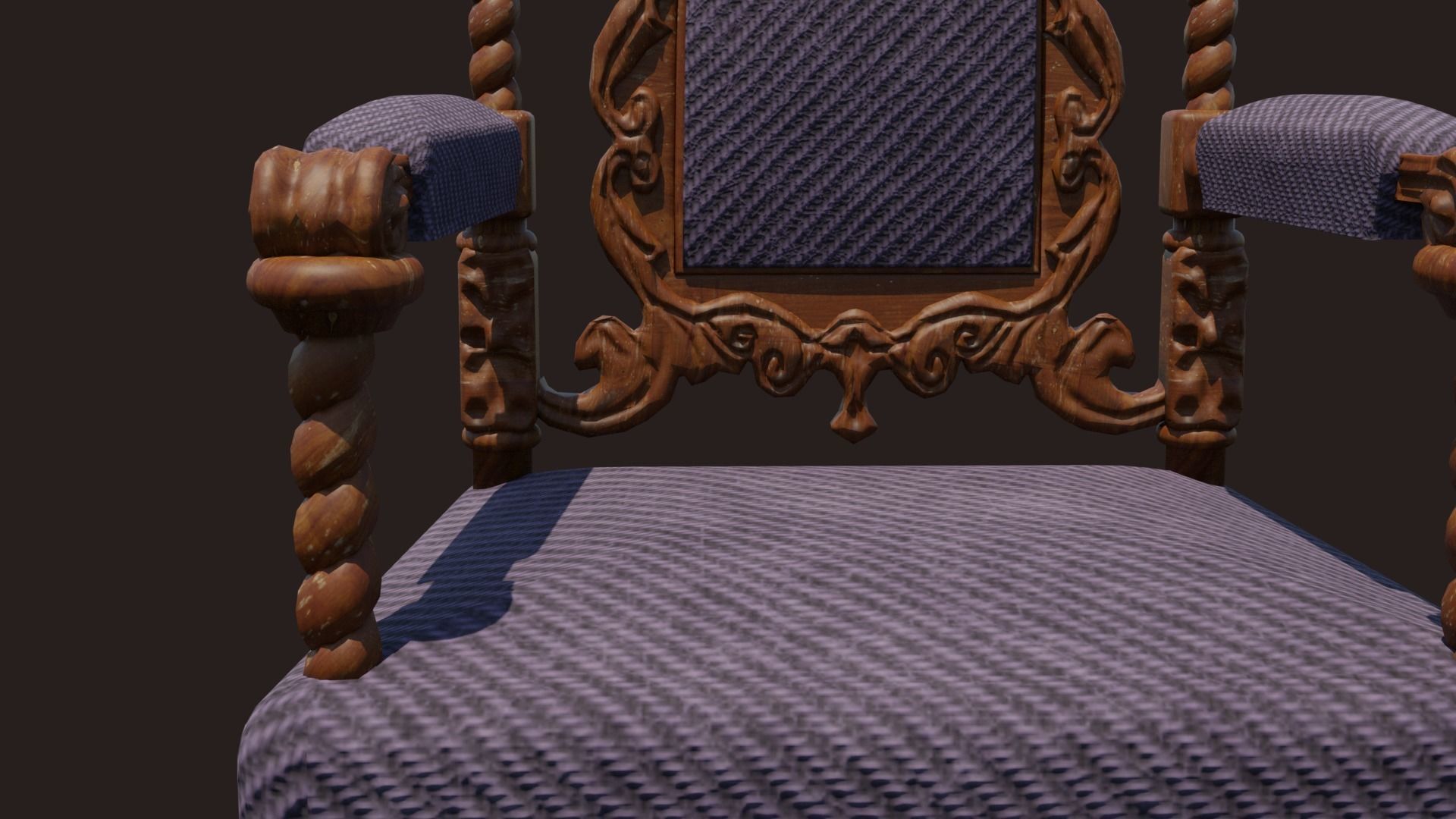Renaissance Style HighBacked Chair model 5 Low-poly 3D model_5