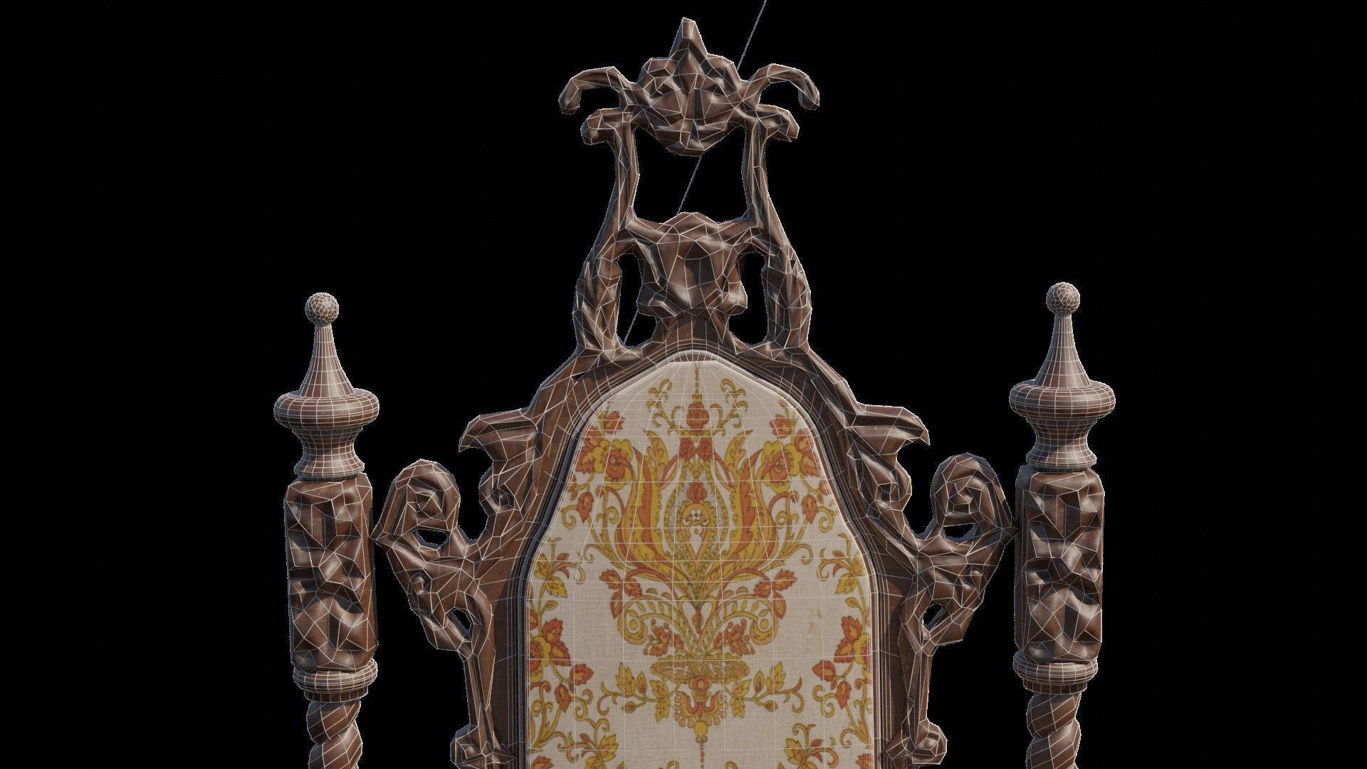 Renaissance Style HighBacked Chair 2 model Low-poly 3D model_6