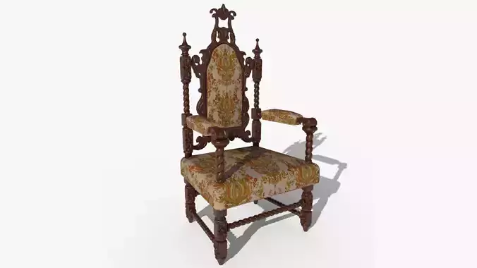 Renaissance Style HighBacked Chair 2 model Low-poly 3D model