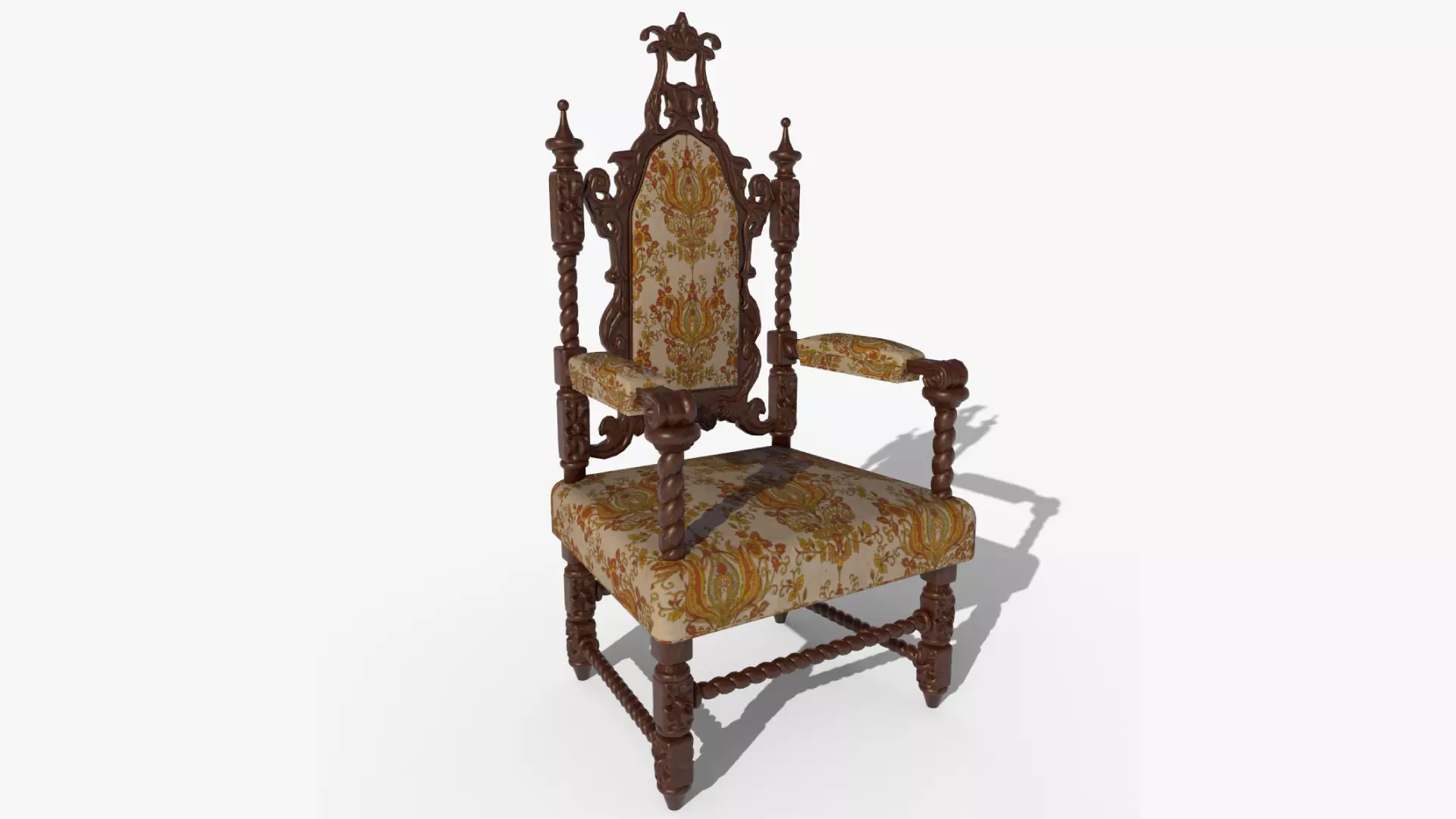 Renaissance Style HighBacked Chair 2 model Low-poly 3D model_0