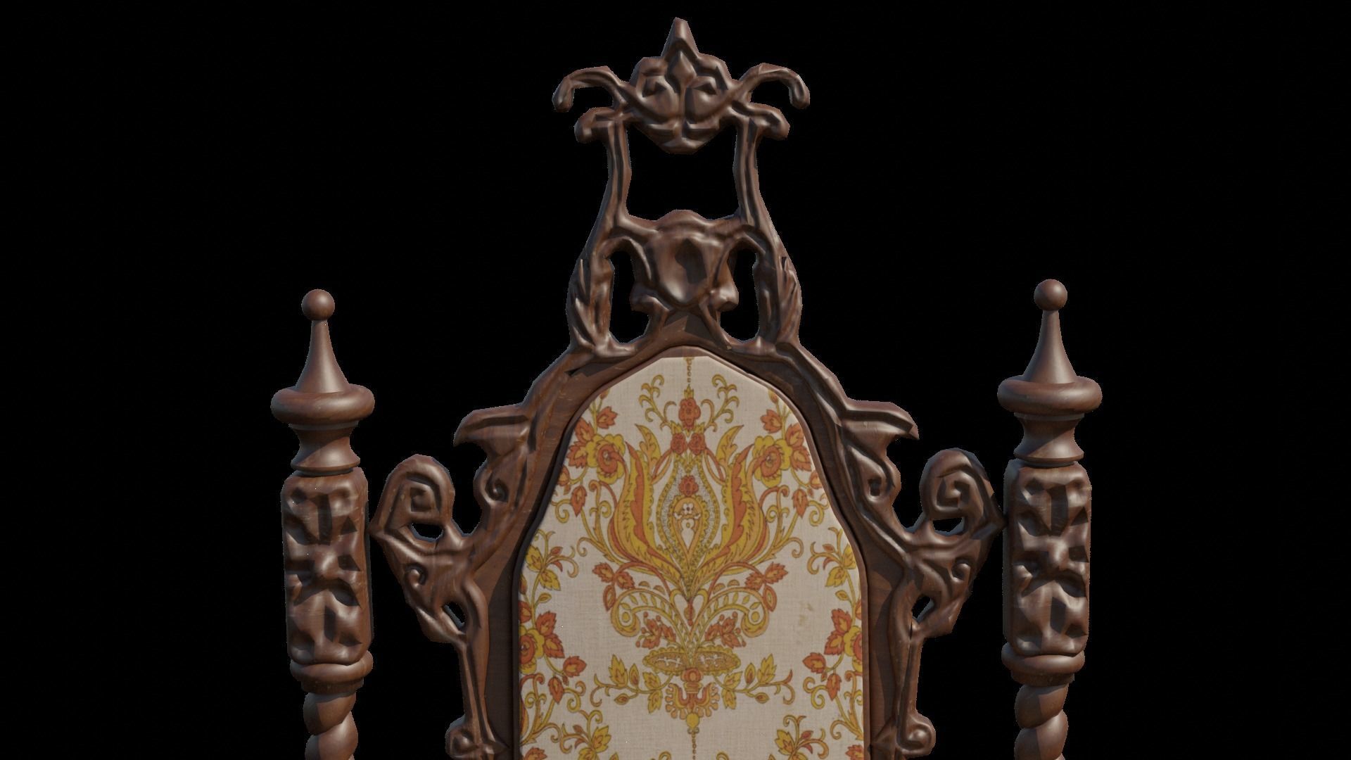 Renaissance Style HighBacked Chair 2 model Low-poly 3D model_5