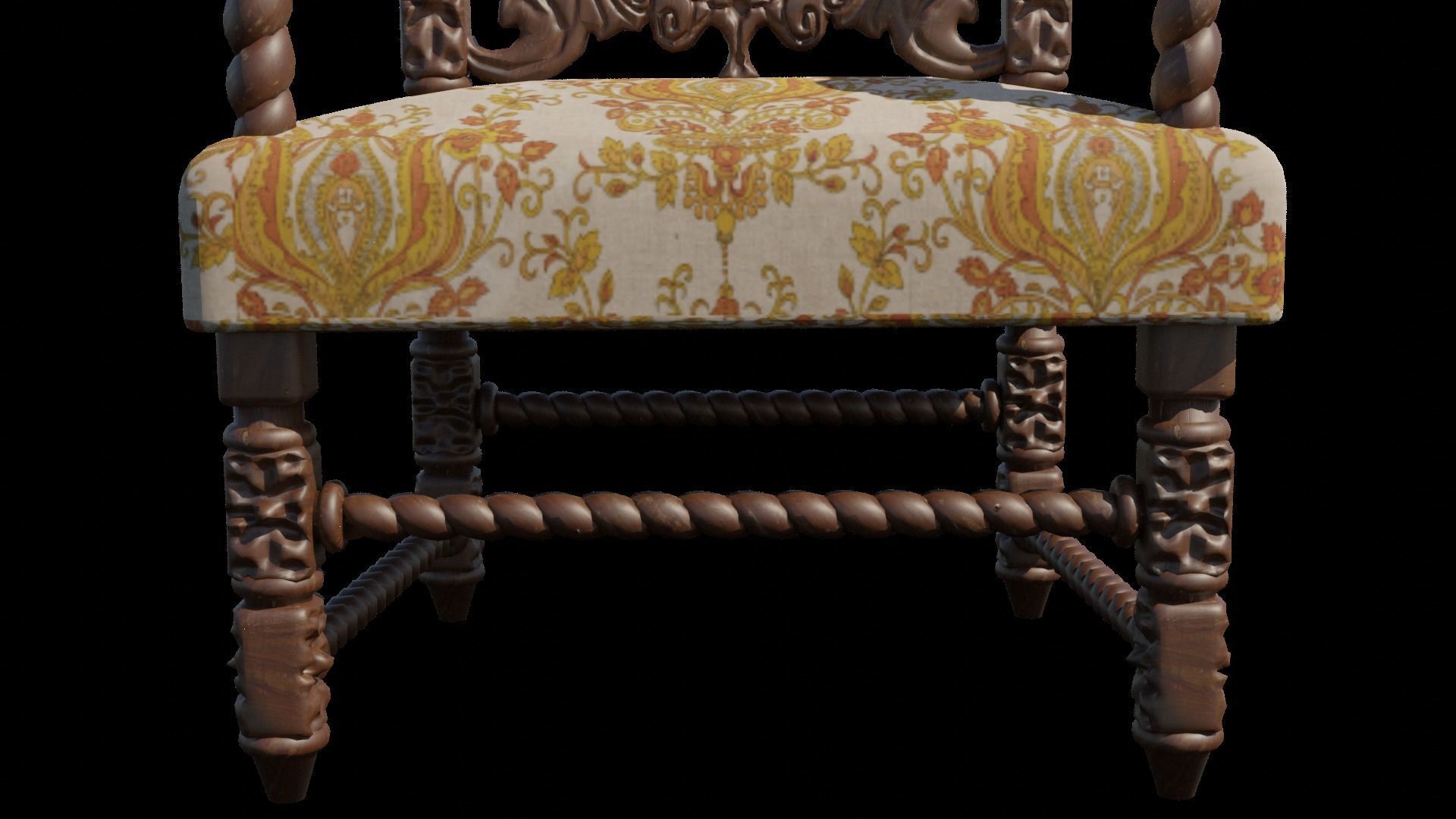 Renaissance Style HighBacked Chair 2 model Low-poly 3D model_8